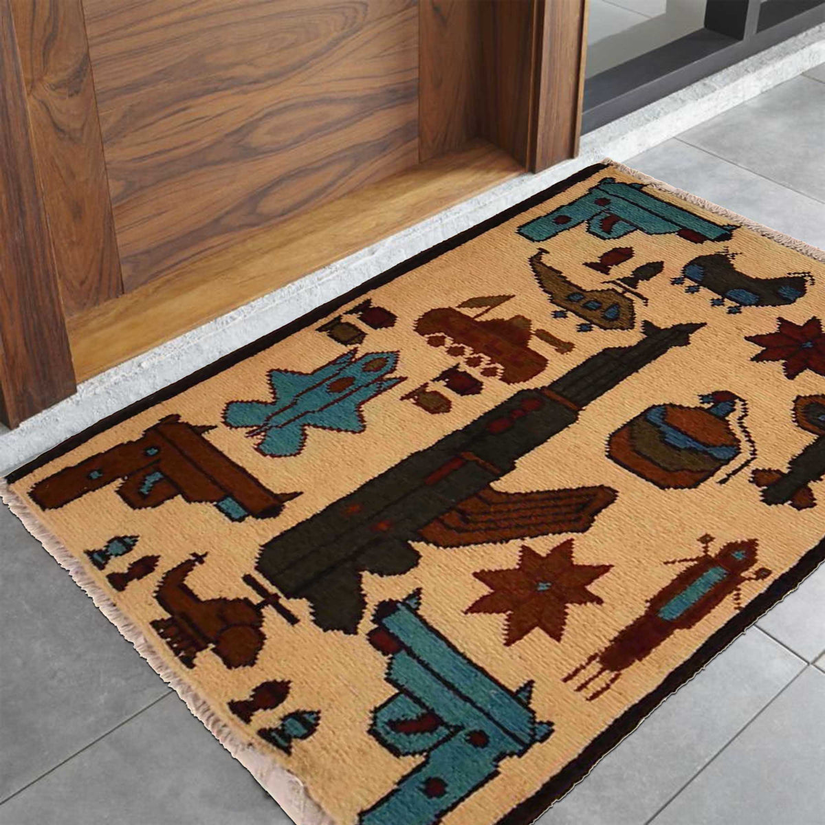 Classic War Design Hand-Knotted Rug for Study Room. – ALLRUGO