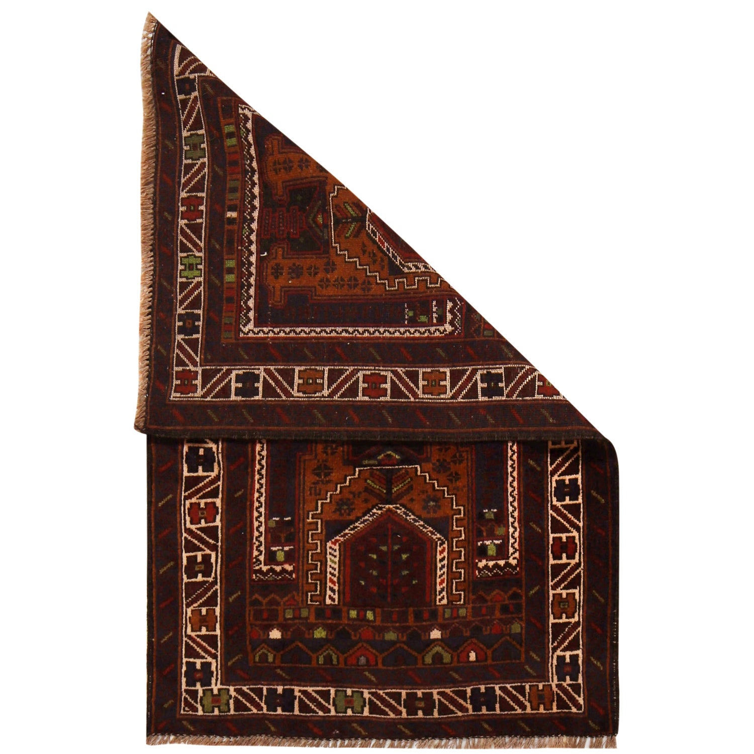 Handmade Prayer Rug 2' 6" x 3' 11" ft / 76 x 119 cm - No. 10235