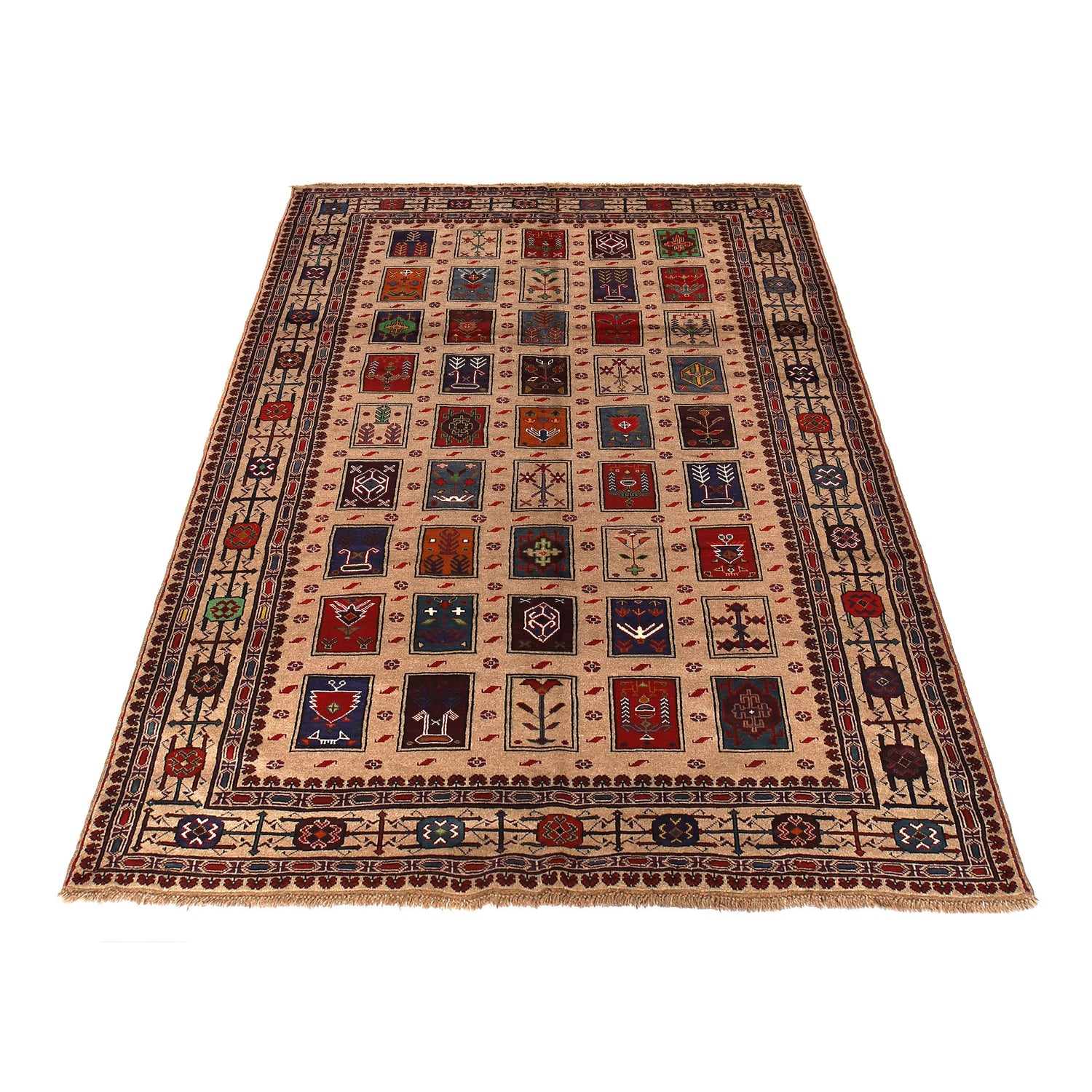 Tan Color Baluchi Carpet 6' 5" x 9' 3" ft / 195 x 281 cm - No. 10632