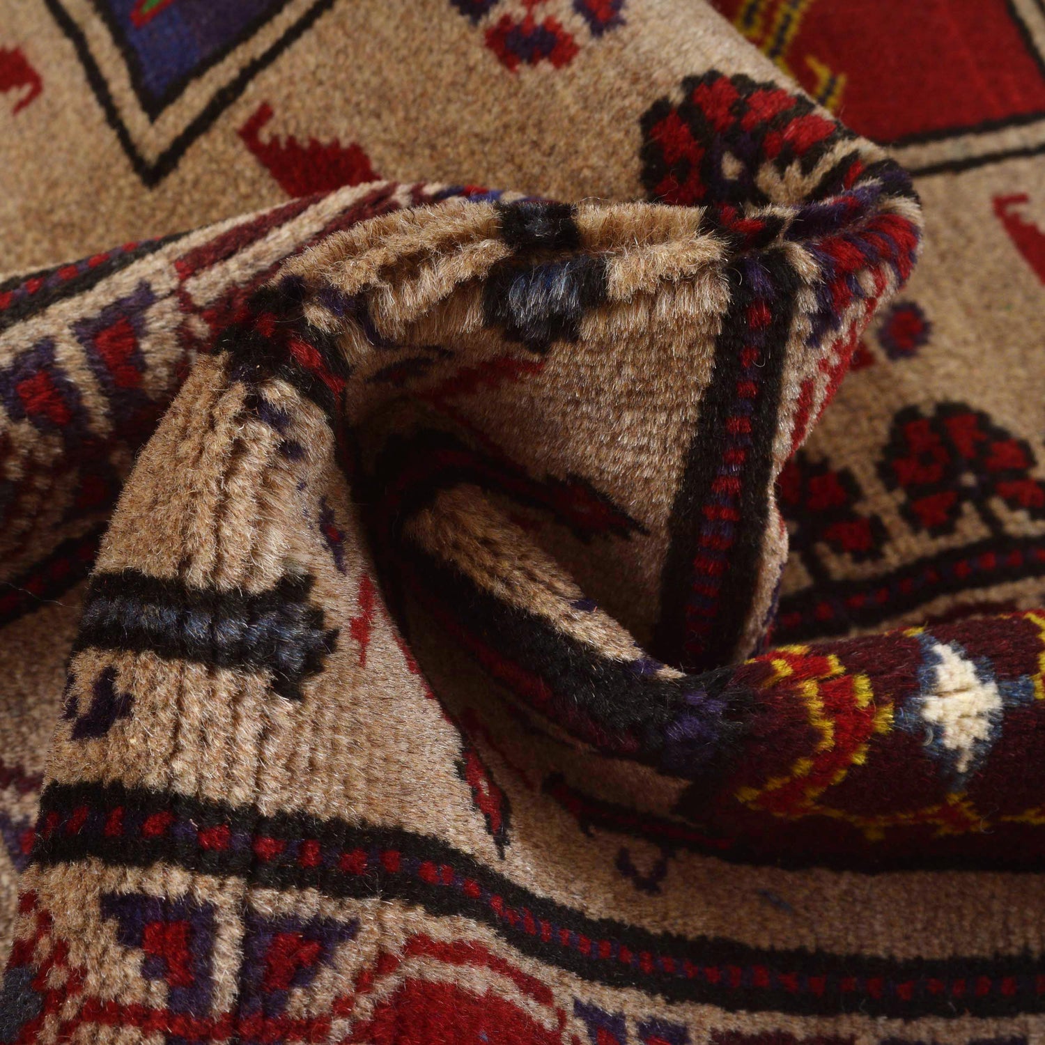 Tan Color Baluchi Carpet 6' 5" x 9' 3" ft / 195 x 281 cm - No. 10632