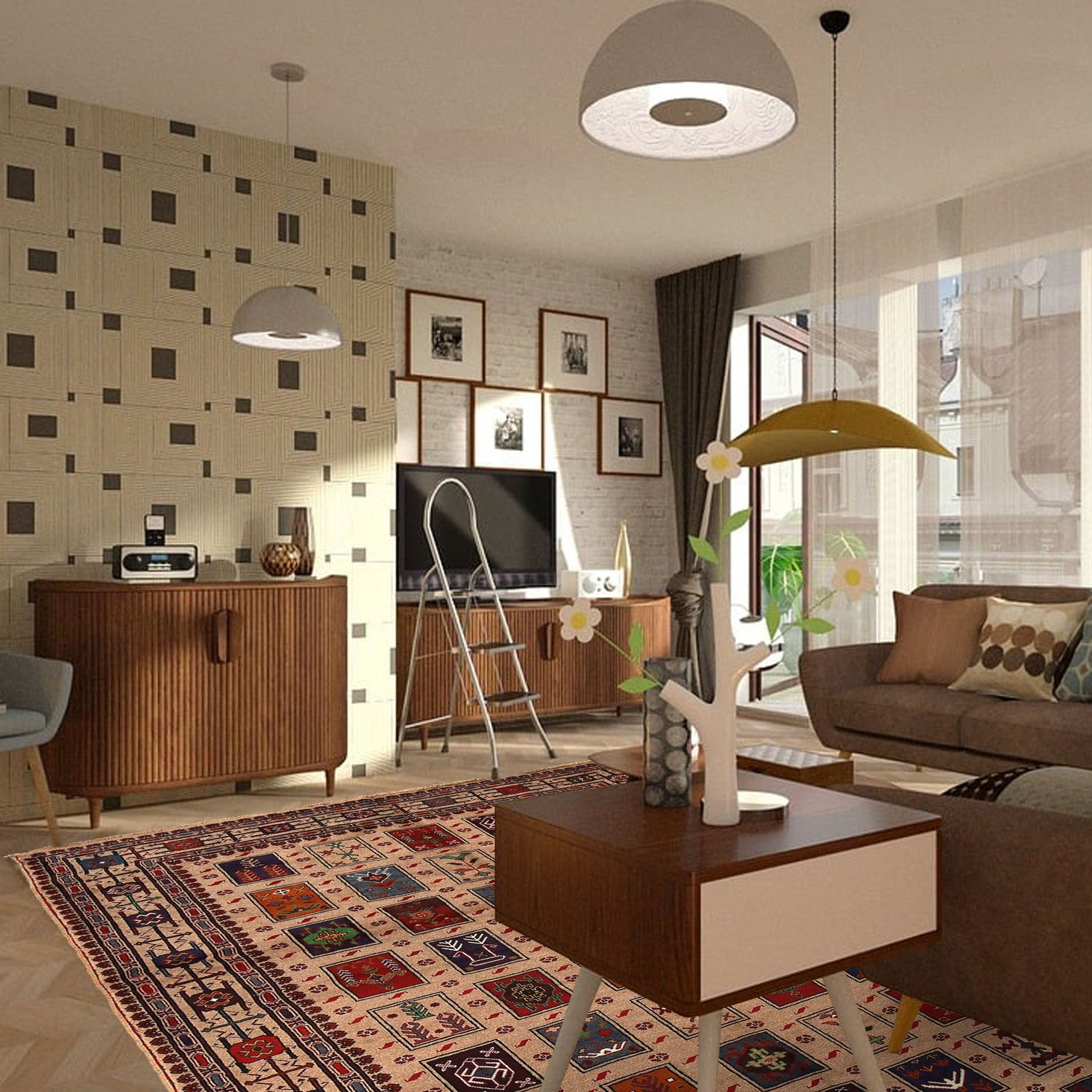 Tan Color Baluchi Carpet 6' 5" x 9' 3" ft / 195 x 281 cm - No. 10632