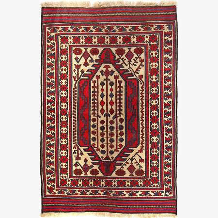 Hand Knotted Vintage Kilim 4' 4" x 6' 9" ft / 131 x 207 cm - No. 10884