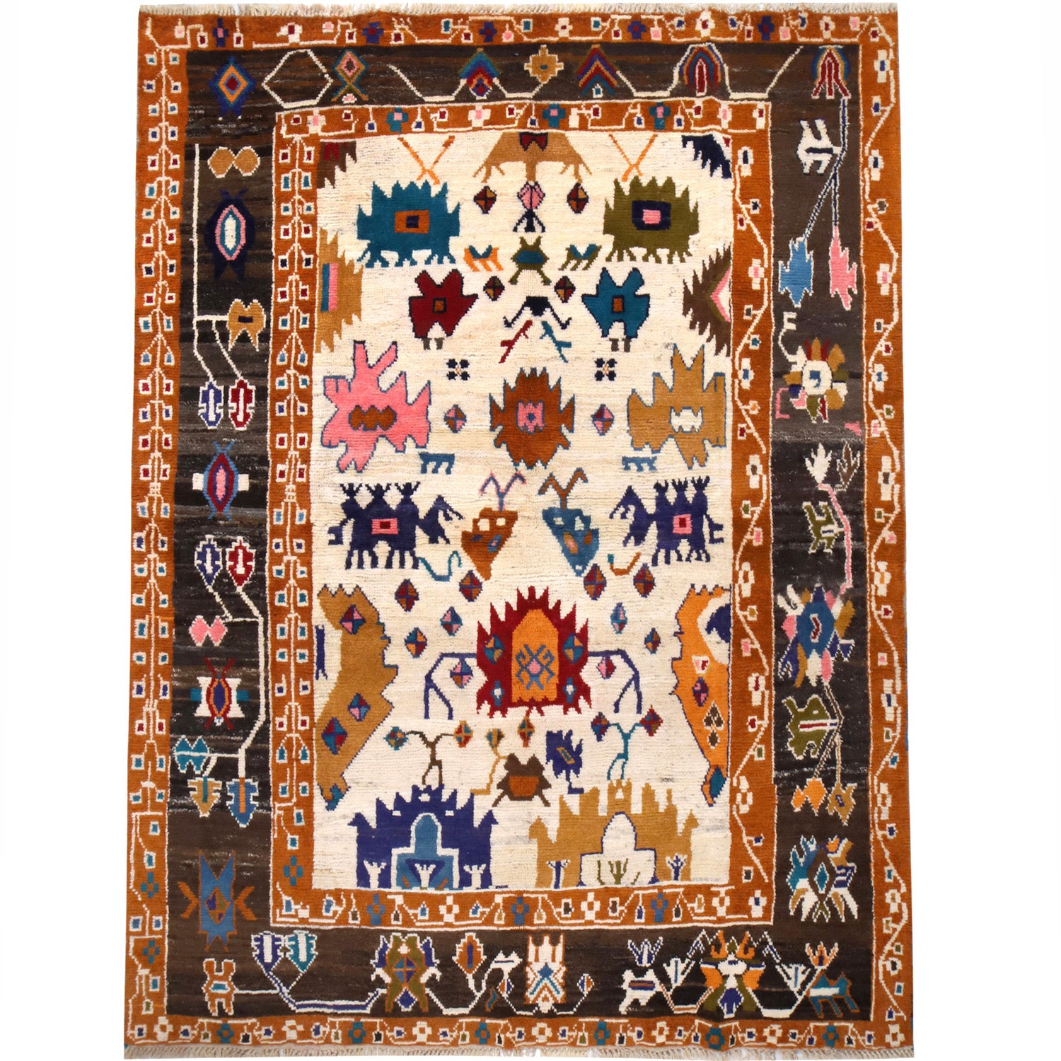 Hand Knotted Kohistani Carpet 5' 8" x 7' 6" ft / 173 x 229 cm - No. 10889