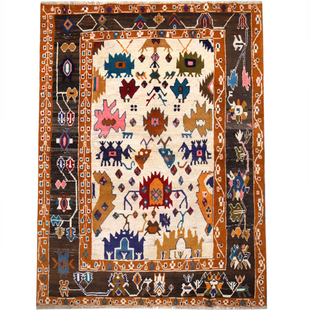 Hand Knotted Kohistani Carpet 5' 8" x 7' 6" ft / 173 x 229 cm - No. 10889