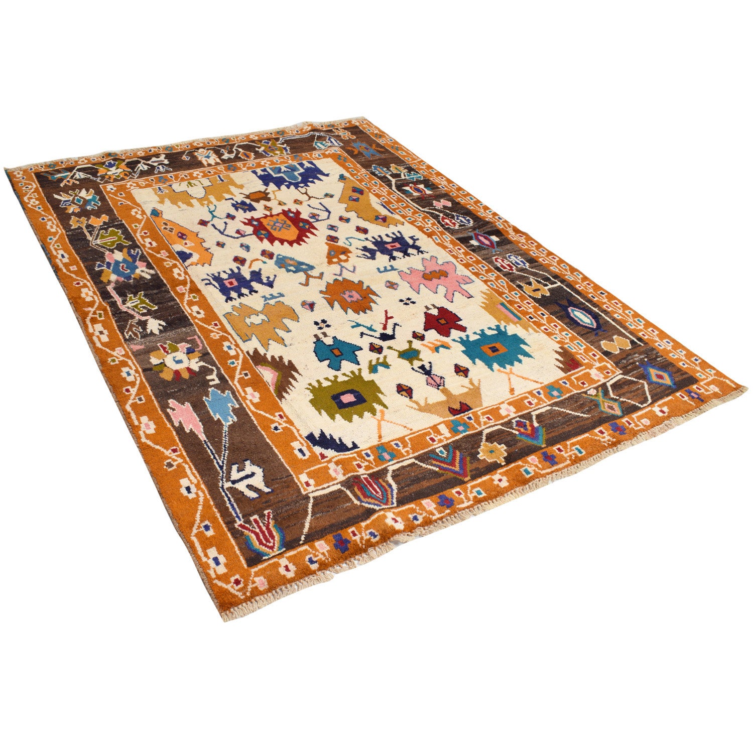 Hand Knotted Kohistani Carpet 5' 8" x 7' 6" ft / 173 x 229 cm - No. 10889