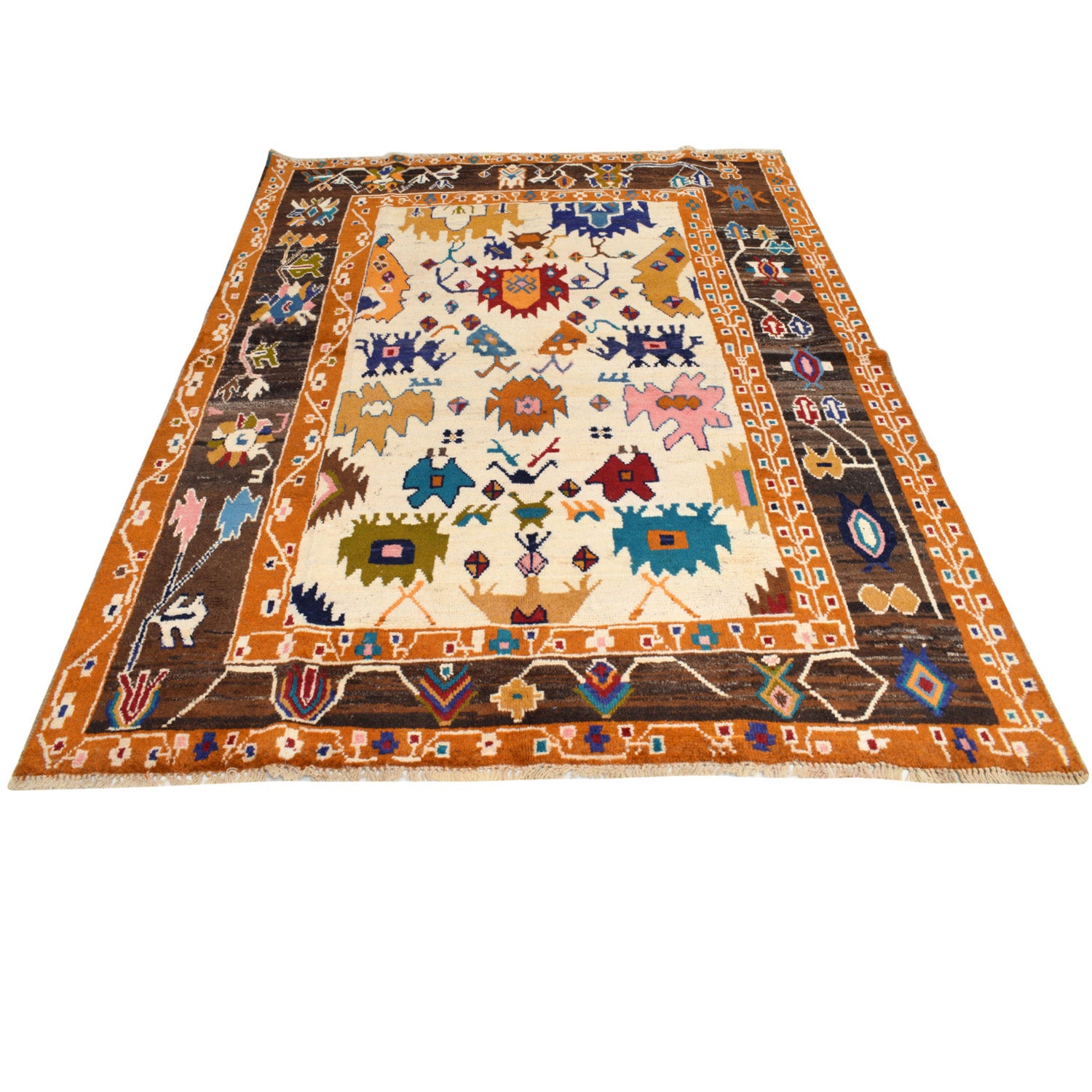 Hand Knotted Kohistani Carpet 5' 8" x 7' 6" ft / 173 x 229 cm - No. 10889