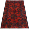 Red Afghan Area Rug 2' 7" x 4' 0" ft / 79 x 123 cm - No. 10924