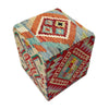 Handmade Kilim Square Ottoman Stool 1' 3" x 1' 3" ft / 37 x 38 cm - No. AL10
