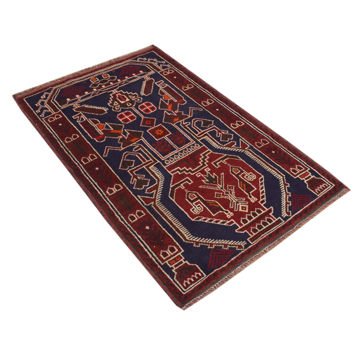 Hand Knotted Baluchi Rug 2' 11" x 4' 9" ft / 90 x 144 cm - No. 11005