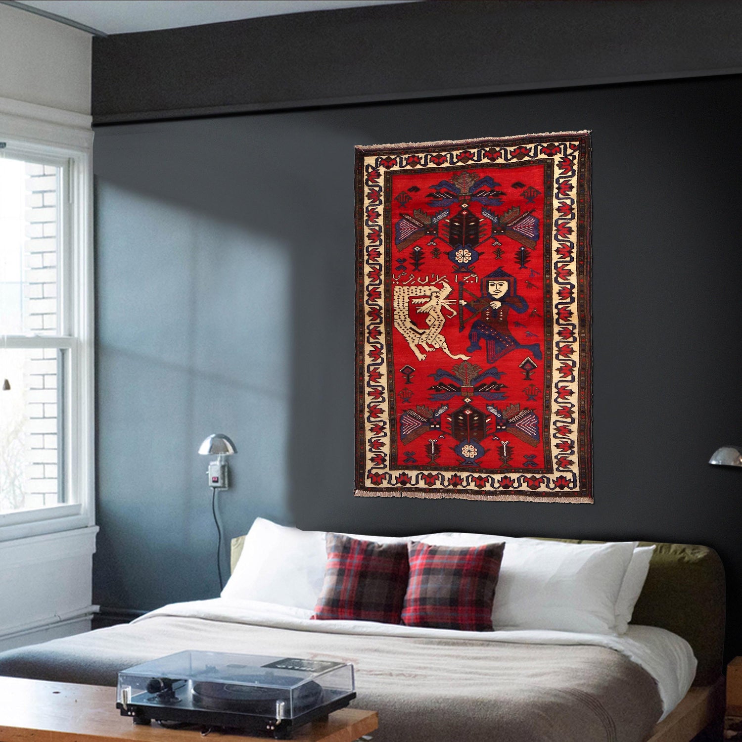 Handmade Pictorial Carpet 2' 9" x 4' 2" ft / 85 x 127 cm - No. 11265