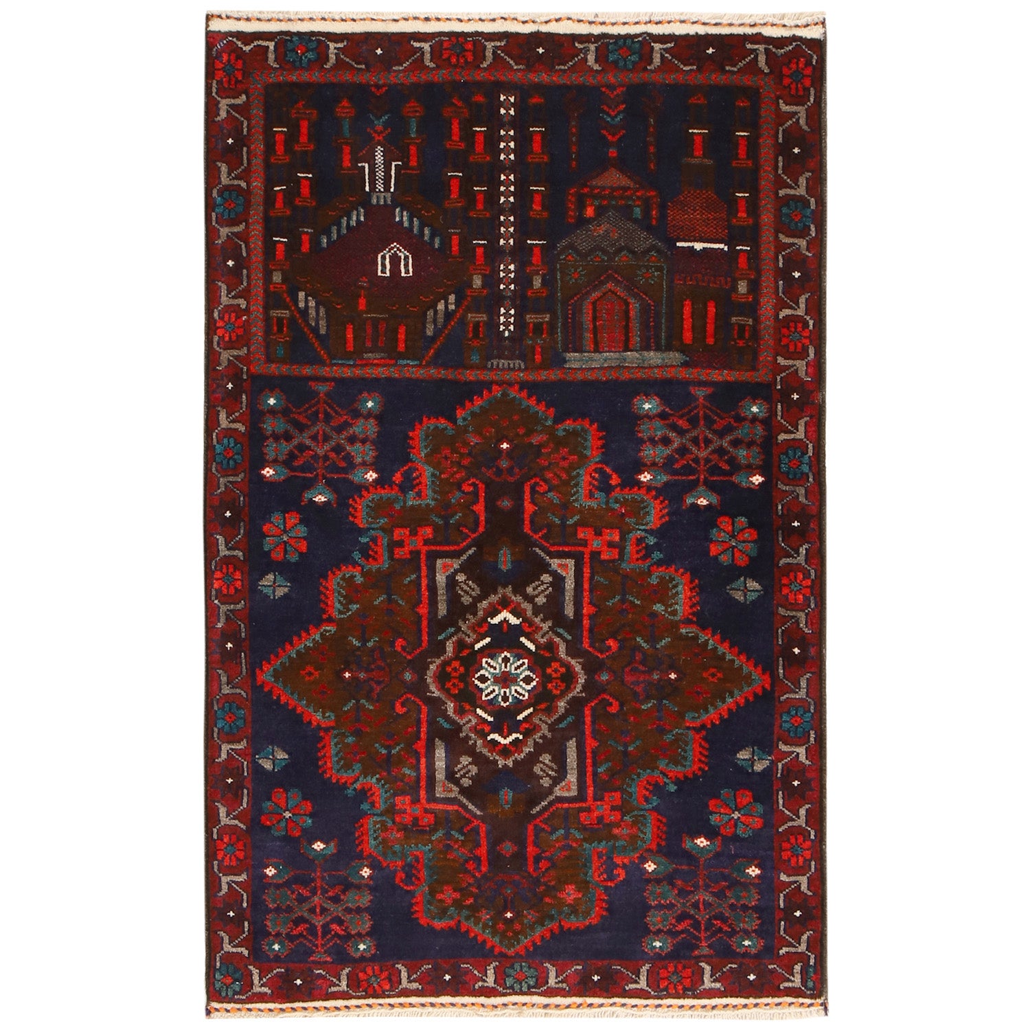 Hand Knotted Prayer Rug 2' 10" x 4' 5" ft / 87 x 135 cm - 11308