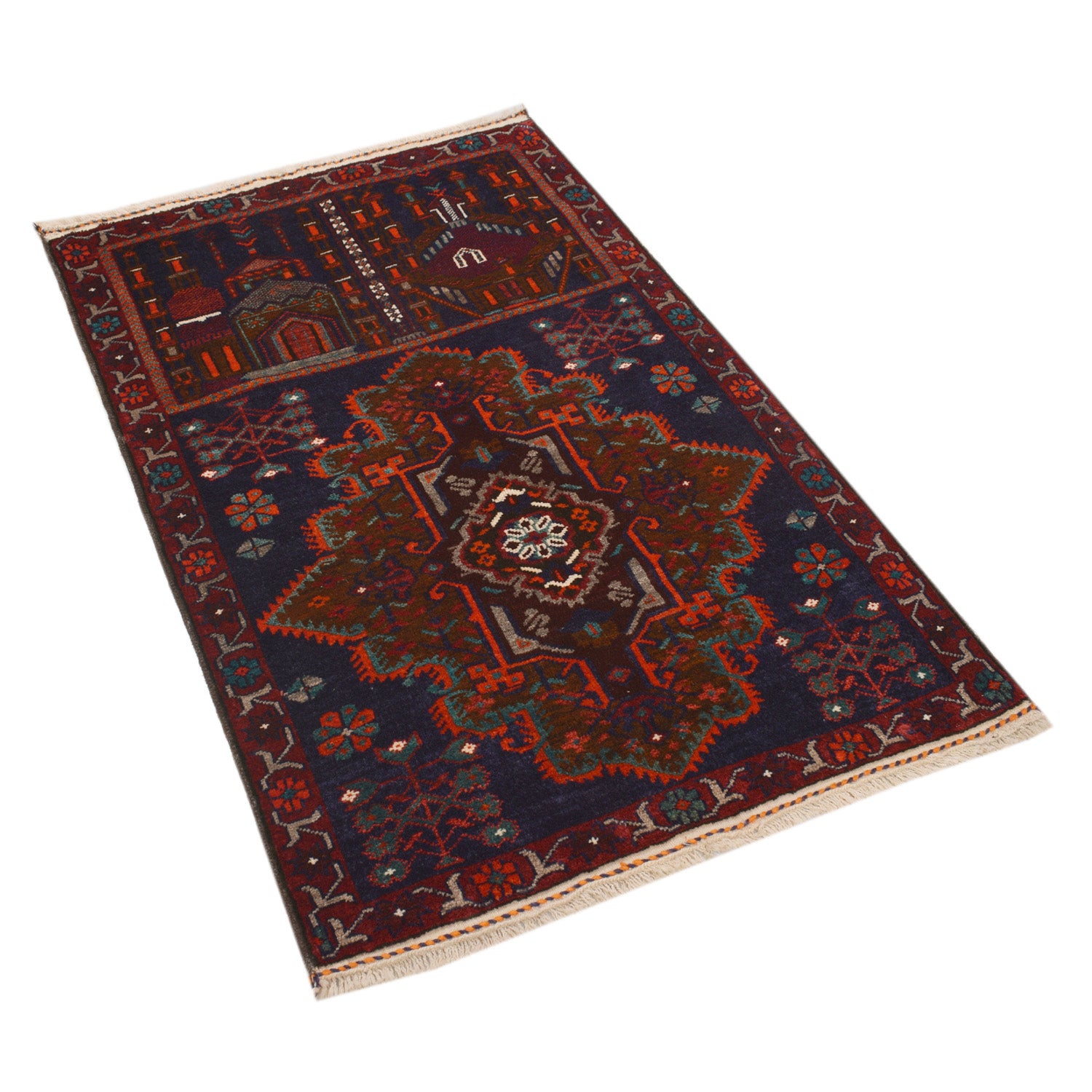 Hand Knotted Prayer Rug 2' 10" x 4' 5" ft / 87 x 135 cm - 11308