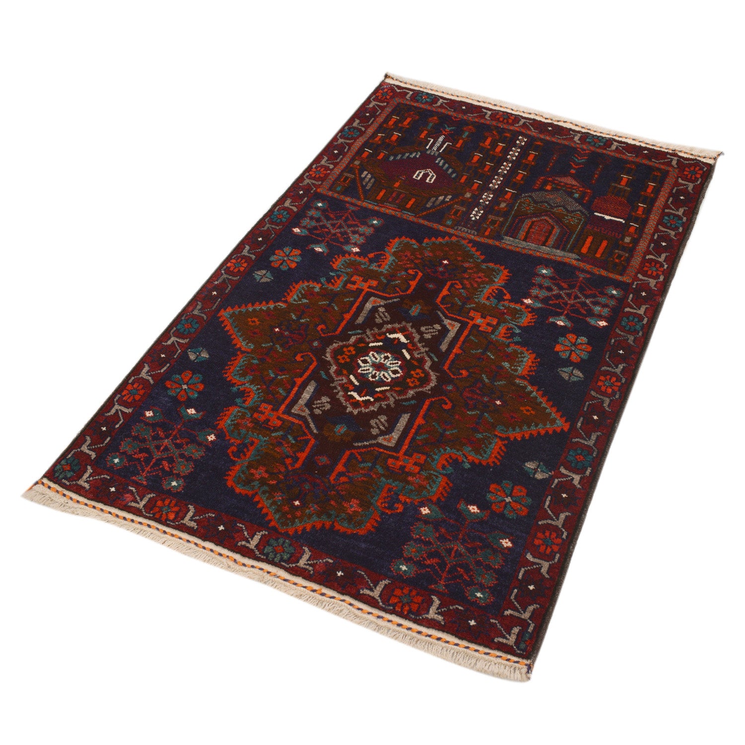 Hand Knotted Prayer Rug 2' 10" x 4' 5" ft / 87 x 135 cm - 11308