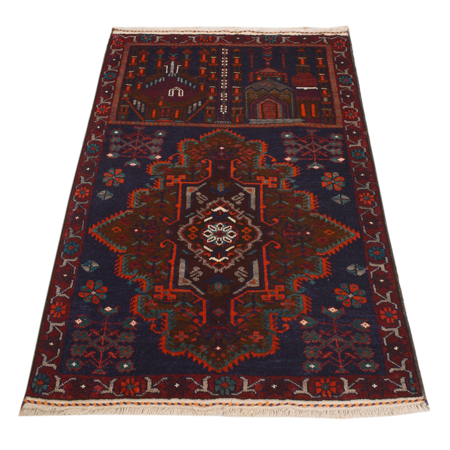 Hand Knotted Prayer Rug 2' 10" x 4' 5" ft / 87 x 135 cm - 11308