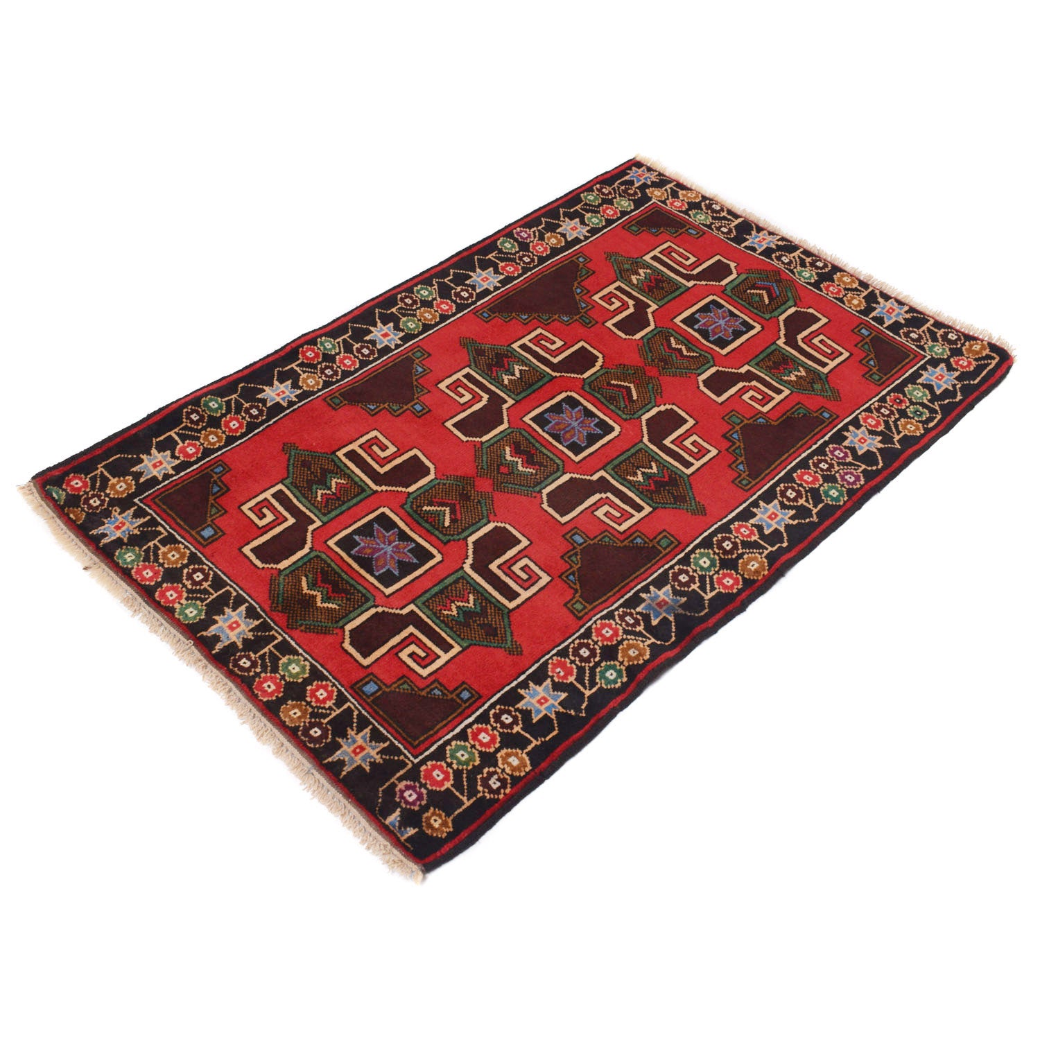 Red Color Baluchi Rug 2' 7" x 4' 3" ft / 80 x 130 cm - No. 11474