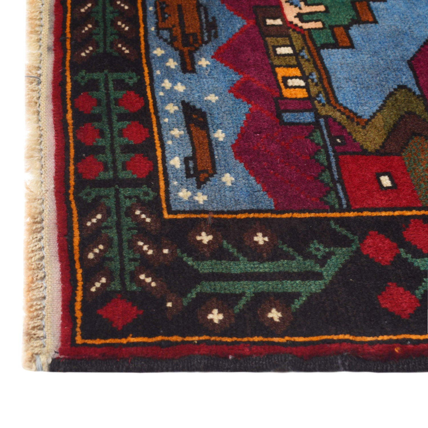 Handmade Pictorial Carpet 2' 10" x 4' 6" ft / 86 x 137 cm - No. 11476