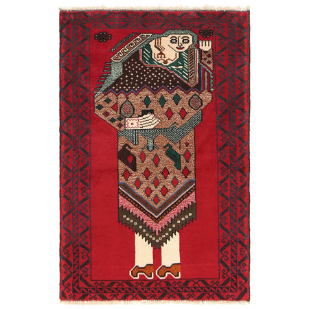 Handmade Picture Area Rug 2' 9" x 4' 6" ft / 84 x 136 cm - No. 11477