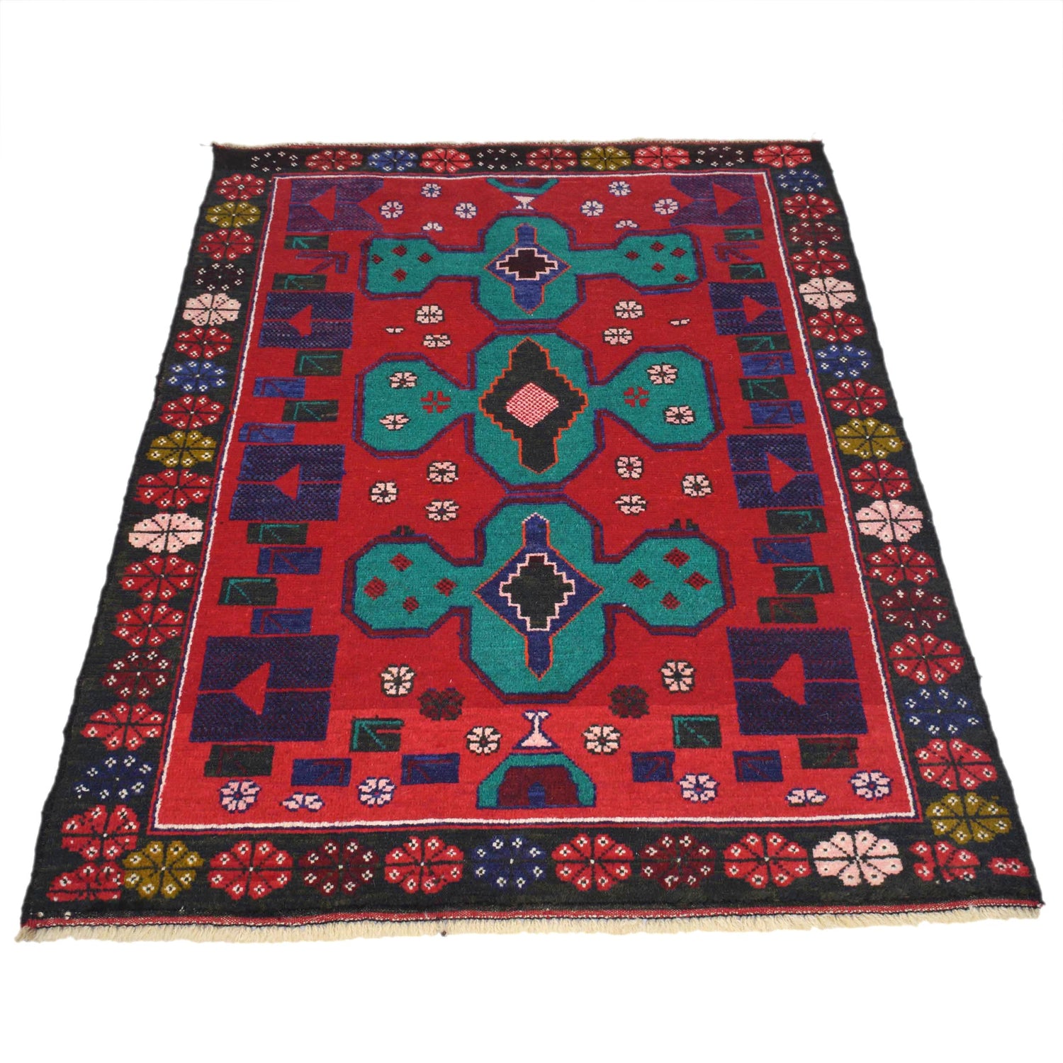 Red Color Baluchi Rug 2' 11" x 4' 4" ft / 89 x 132 cm - No. 11623