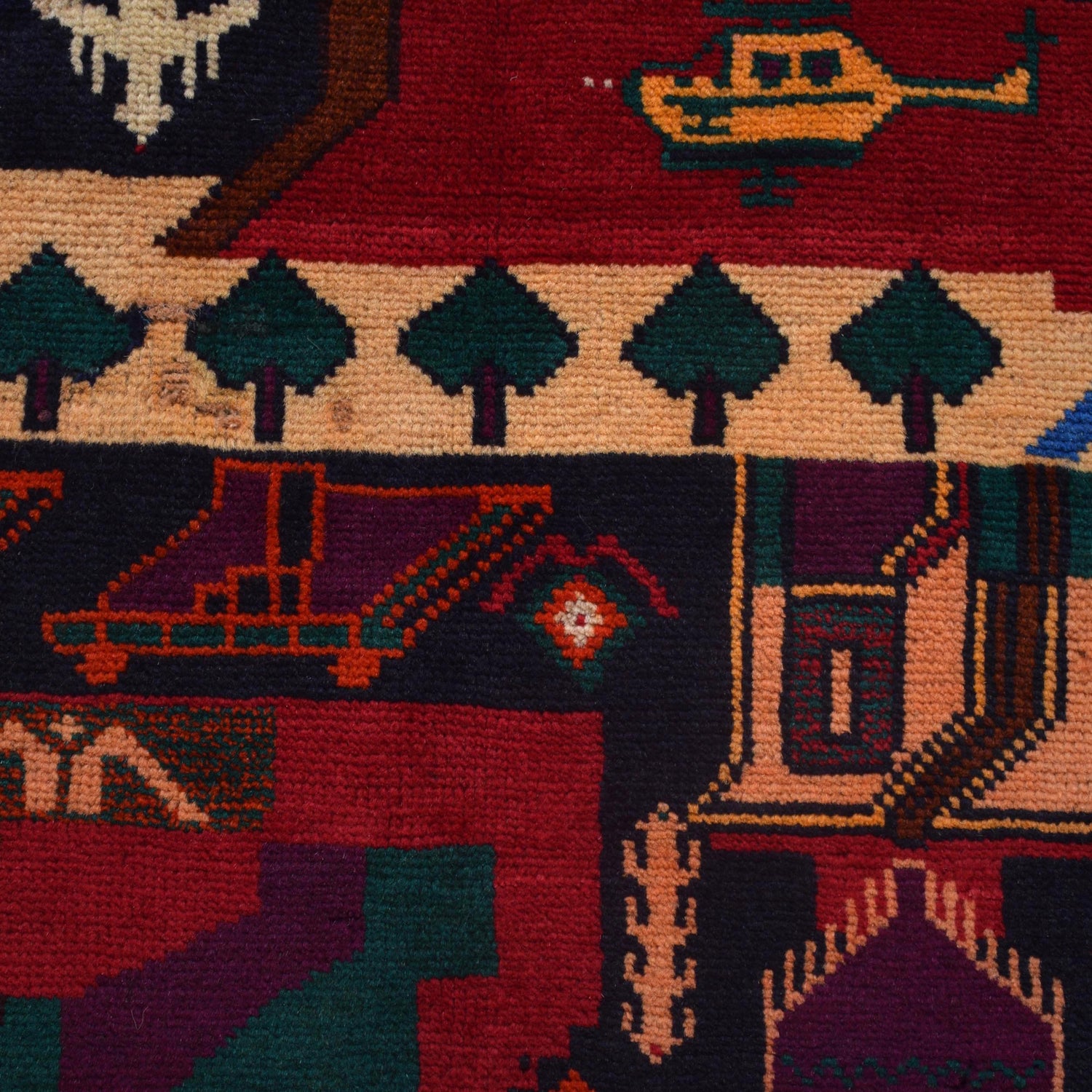 Handmade Picture Area Rug 3' 8" x 6' 6" ft / 111 x 198 cm - No. 11658