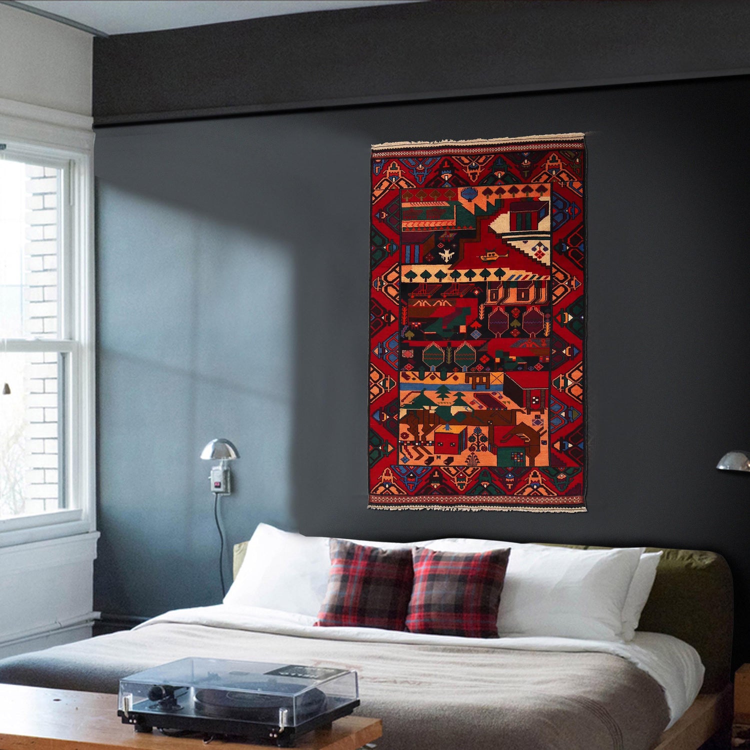 Handmade Picture Area Rug 3' 8" x 6' 6" ft / 111 x 198 cm - No. 11658