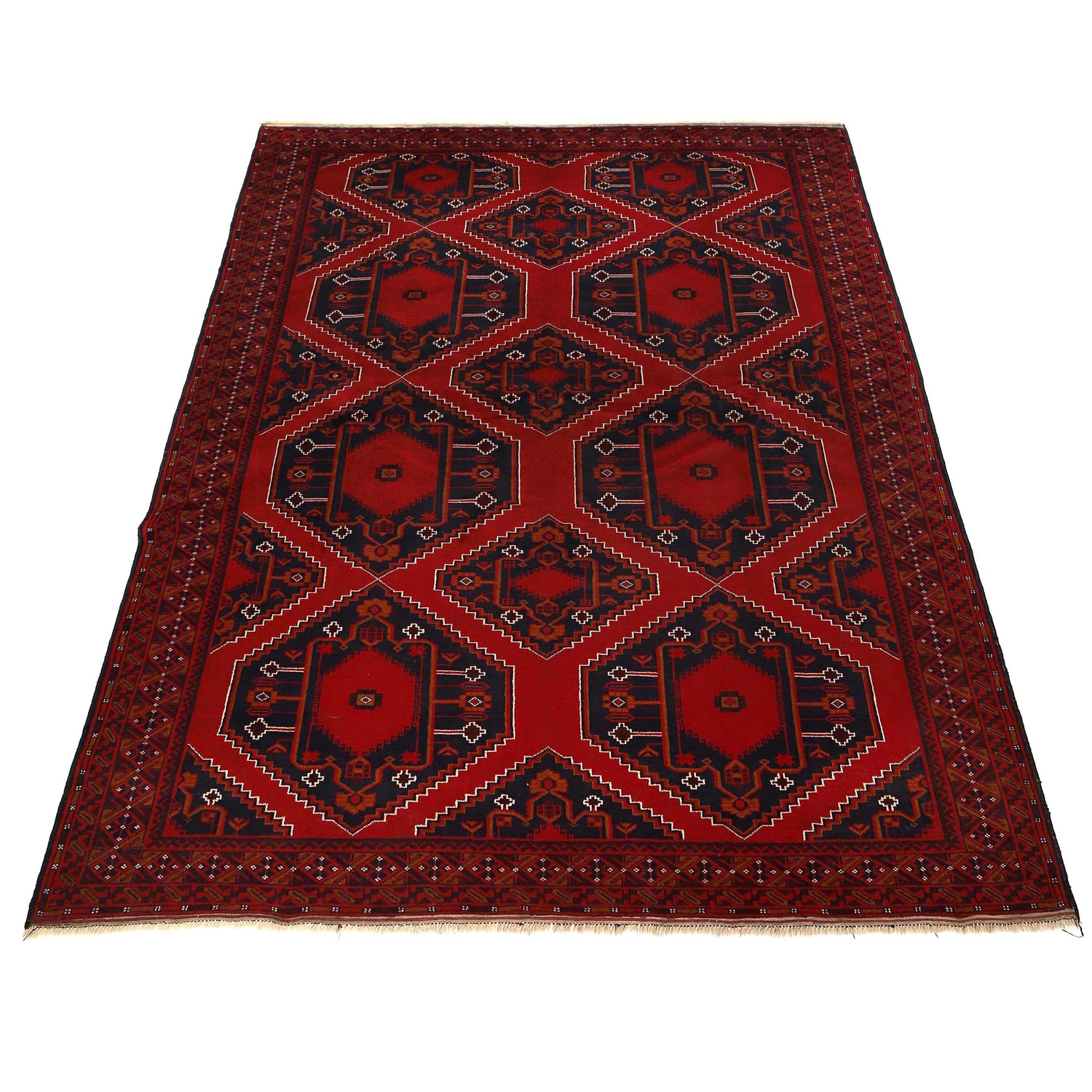Deep Red Color Baluchi Carpet 7' 1" x 10' 4" ft / 217 x 315 cm - No. 11695