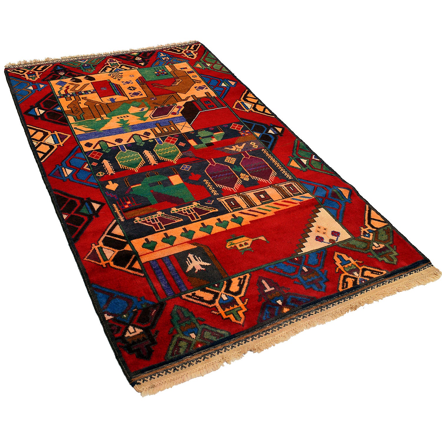 Handmade Picture Area Rug 3' 7" x 6' 4" ft / 109 x 194 cm - No. 11772