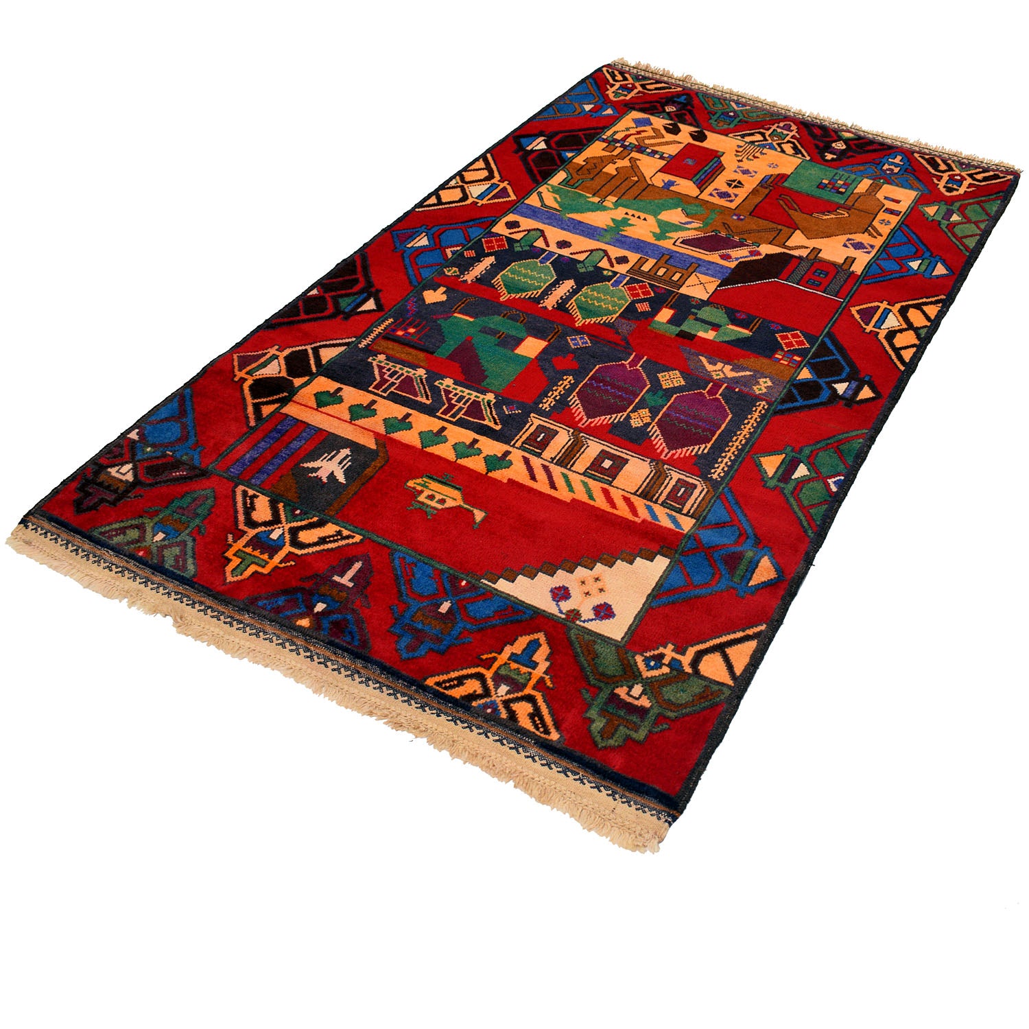 Handmade Picture Area Rug 3' 7" x 6' 4" ft / 109 x 194 cm - No. 11772
