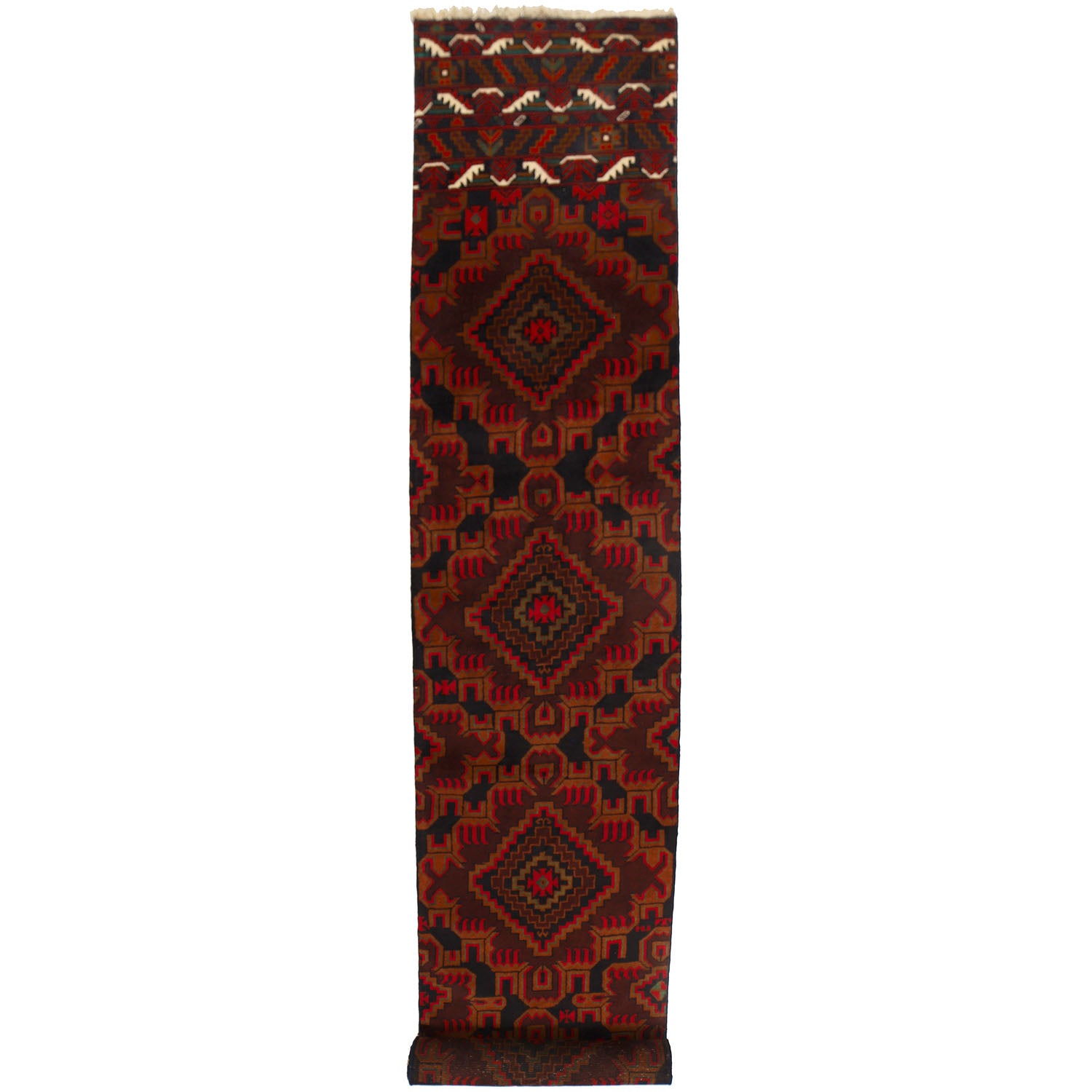 Hand-Knotted Afghan Baluchi Runner 2' 2" x 12' 11" ft / 65 x 394 cm - No. 11774