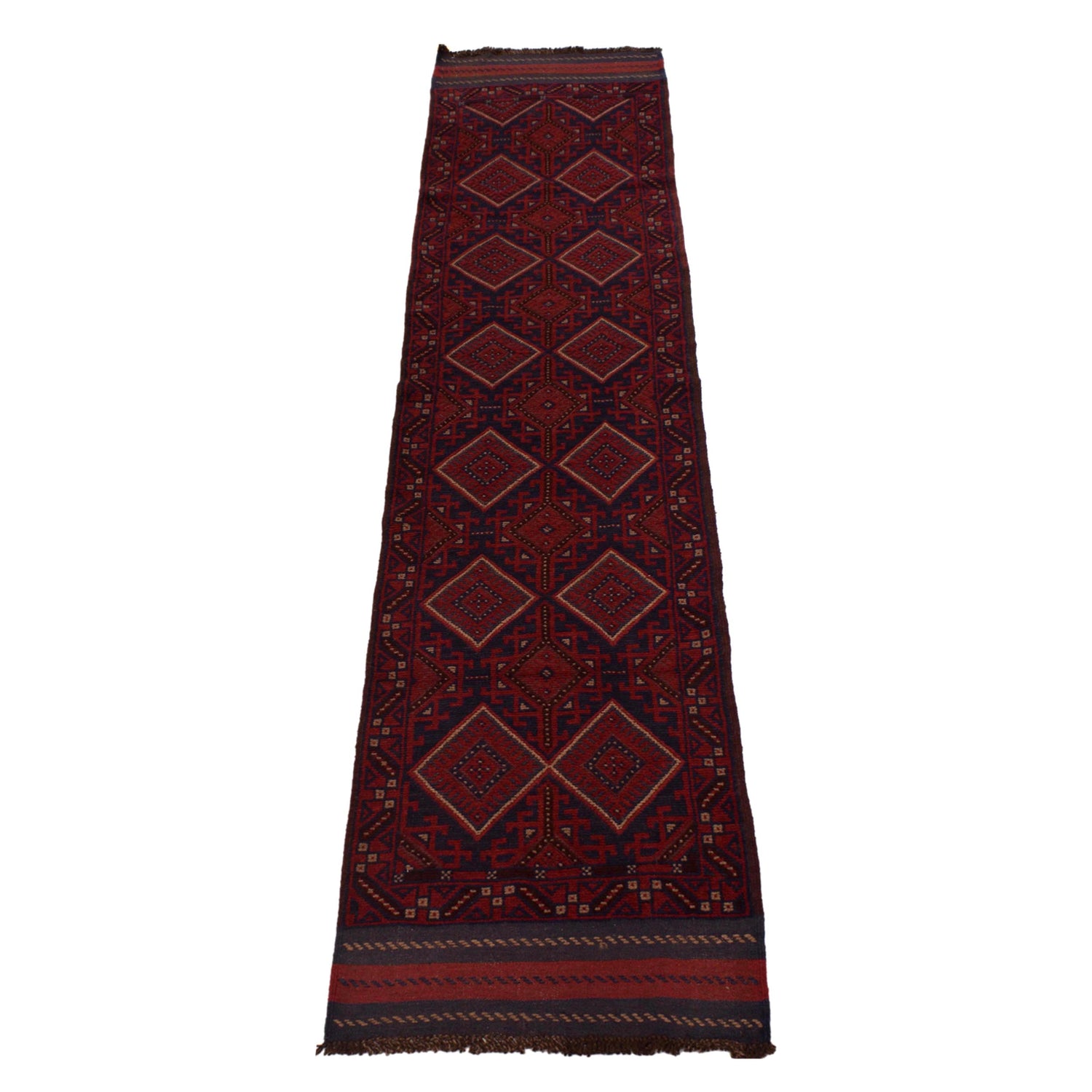 Handmade Afghan Runner 2' 4" x 11' 8" ft / 70 x 356 cm - No. 1184