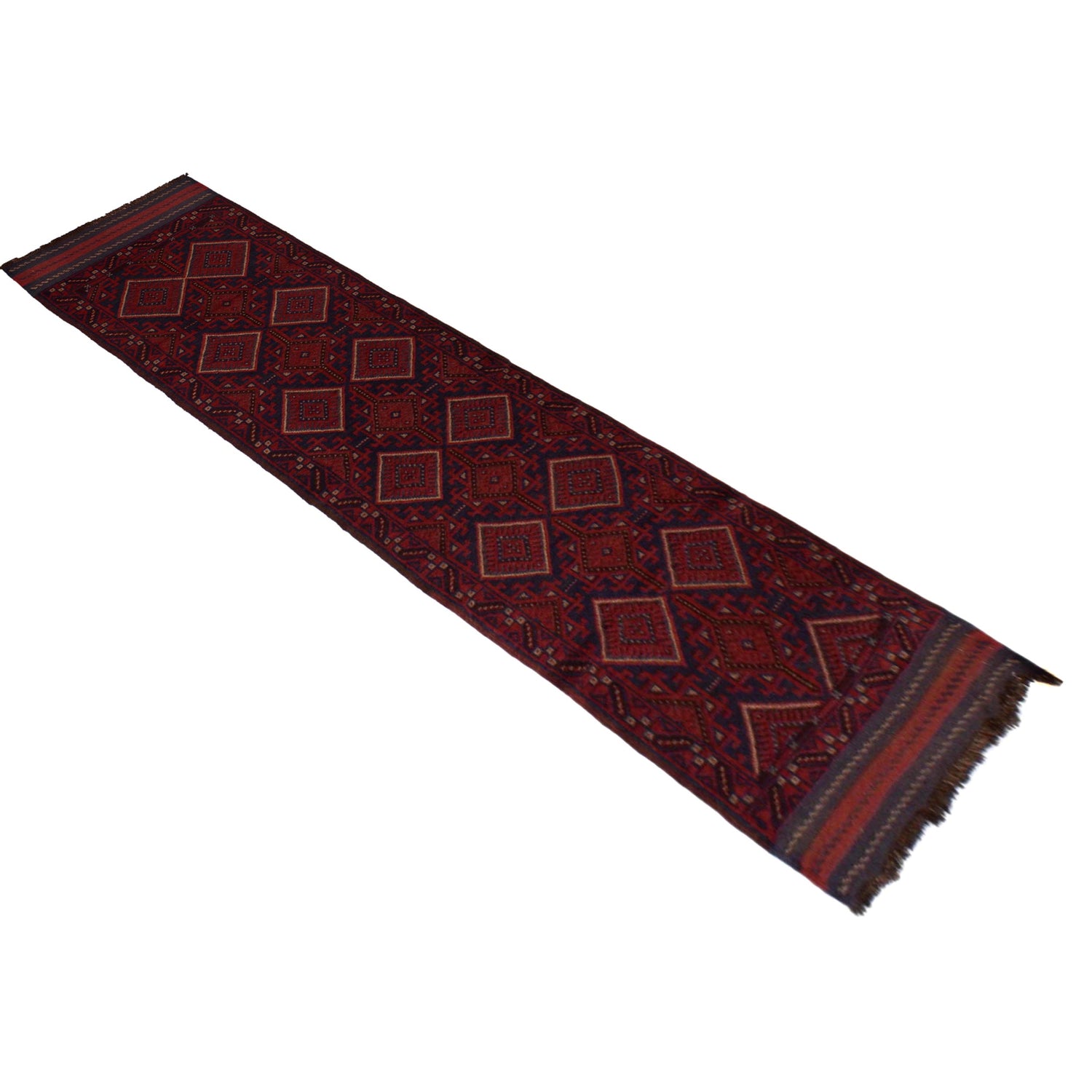 Handmade Afghan Runner 2' 4" x 11' 8" ft / 70 x 356 cm - No. 1184