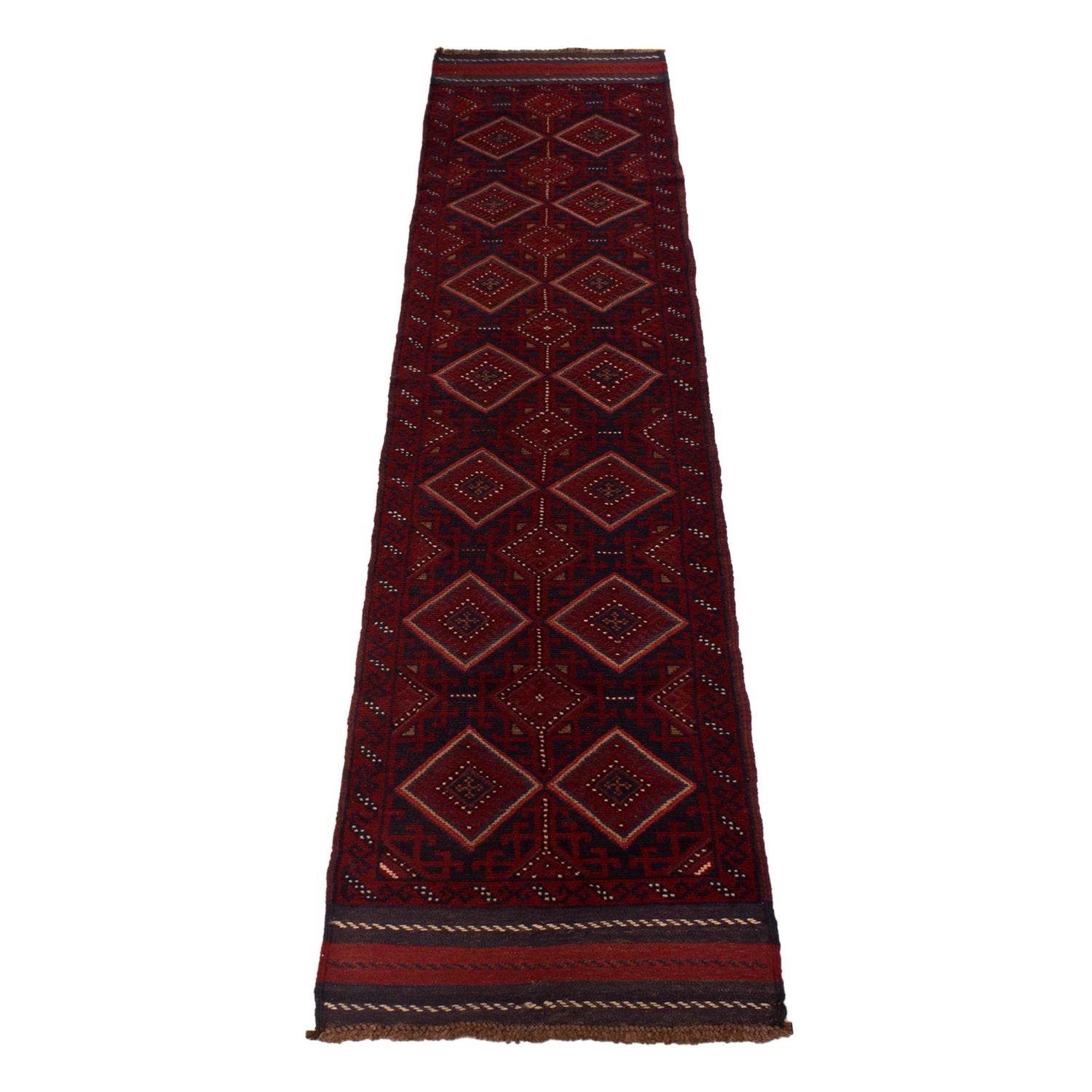 Hand Knotted Mashwani Runner 2' 4" x 11' 8" ft / 72 x 356 cm - No. 1185