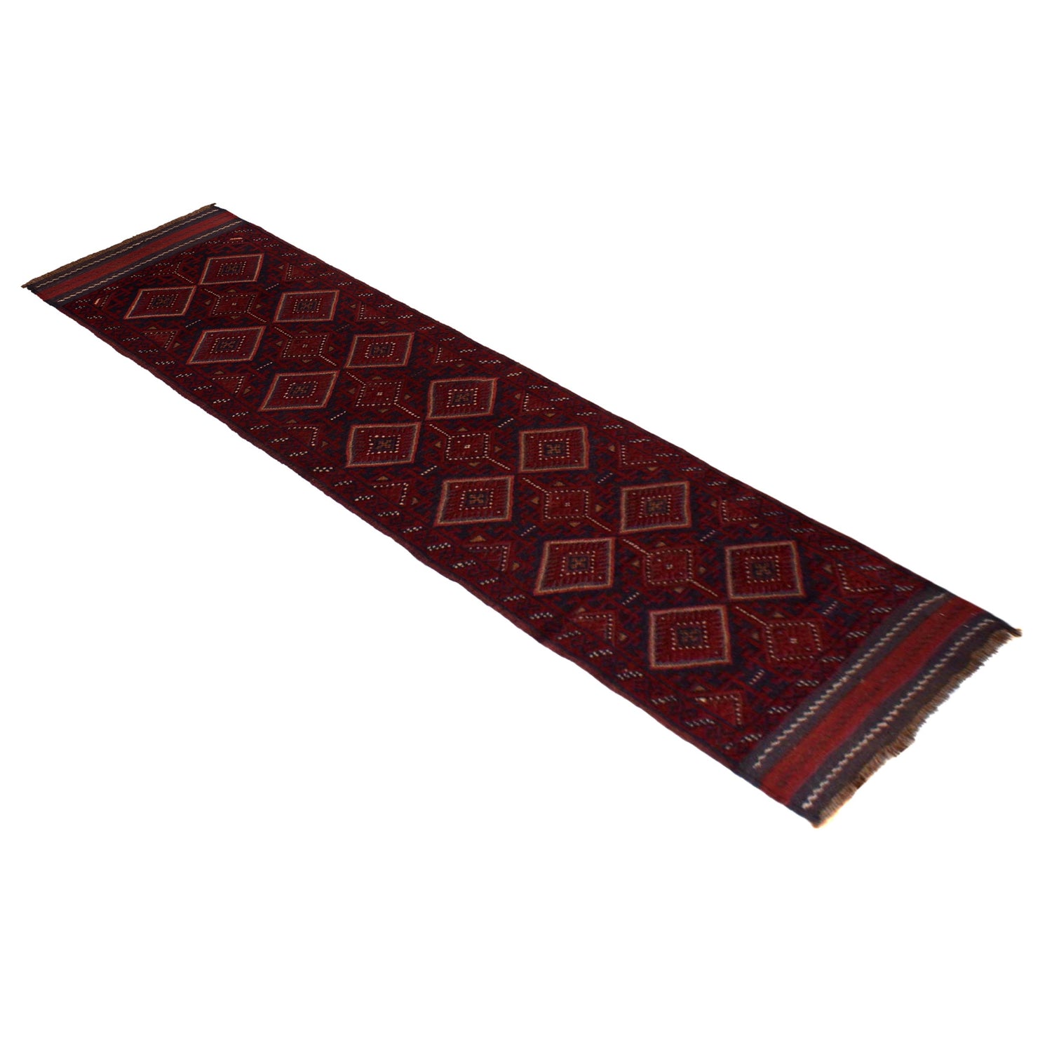 Hand Knotted Mashwani Runner 2' 4" x 11' 8" ft / 72 x 356 cm - No. 1185