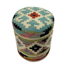 Kilim Ottoman Stool - Boho Accent Seating 1' 2" x 1' 5" ft / 35 x 43 cm - No. AL11