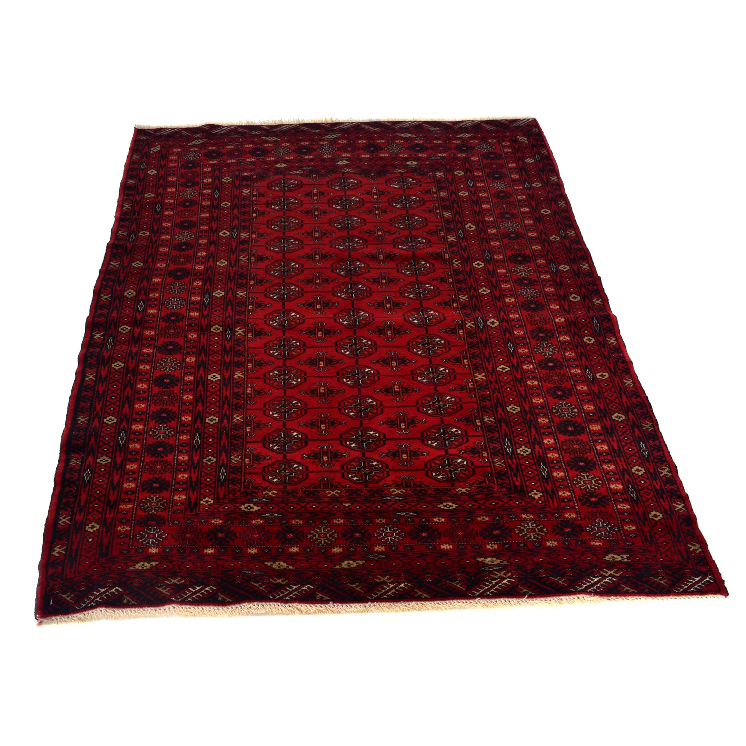 Red Bokhara Rug 4' 2" x 5' 6" ft / 127 x 167 cm - No. 1325