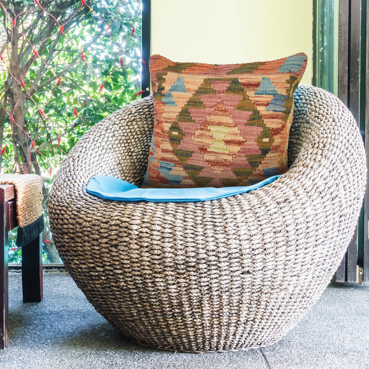 Afghan Kilim Cushion 1' 5" x 1' 5" ft / 44 x 44 cm - No. 17776