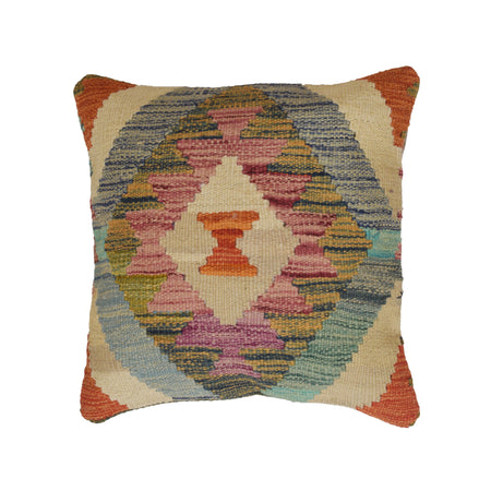 Afghan Kilim Cushion 1' 6" x 1' 6" ft / 45 x 46 cm - No. 17786