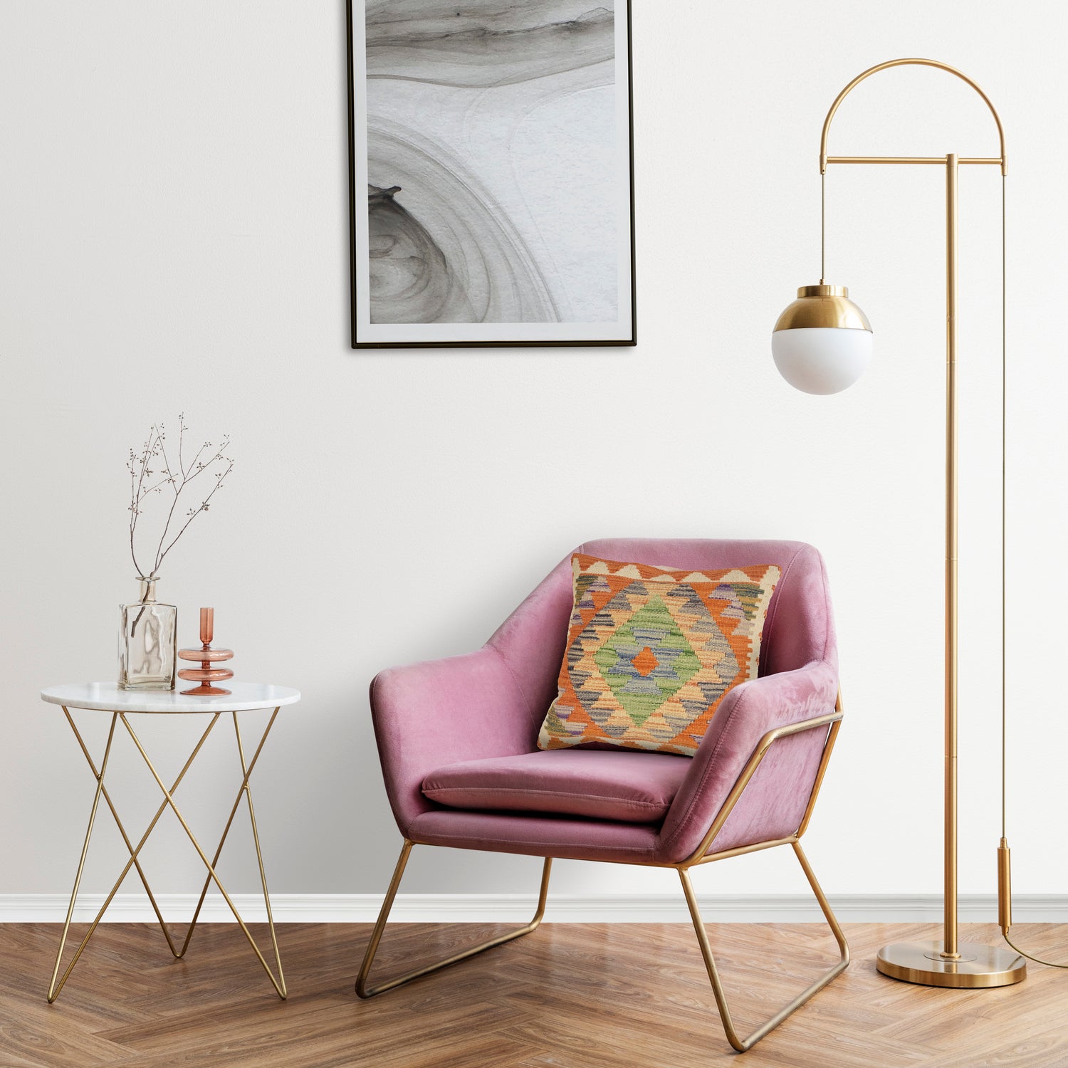 Kilim Cushion Cover 1' 5" x 1' 6" ft / 44 x 46 cm - No. 17798