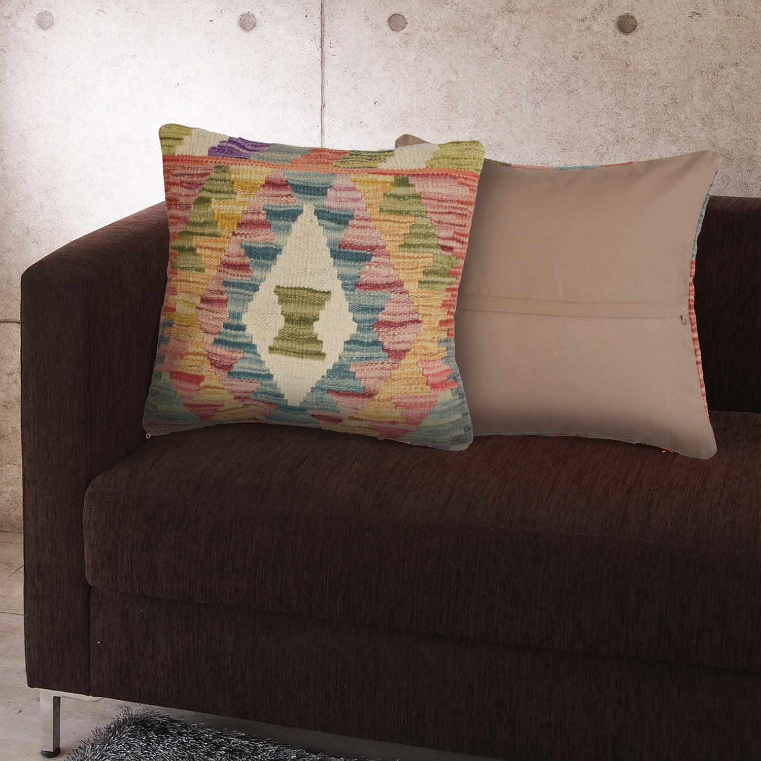 Kilim Cushion Covers for Your Home 1' 3" x 1' 4" ft / 38 x 40 cm - No.21082