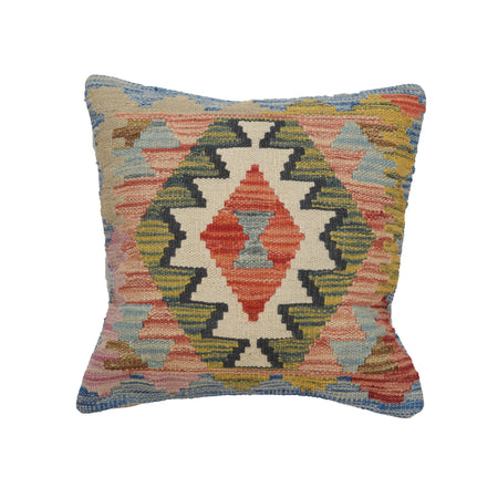 Square Size Kelim Cushion 1' 5" x 1' 5" ft / 44 x 44 cm - No.21156