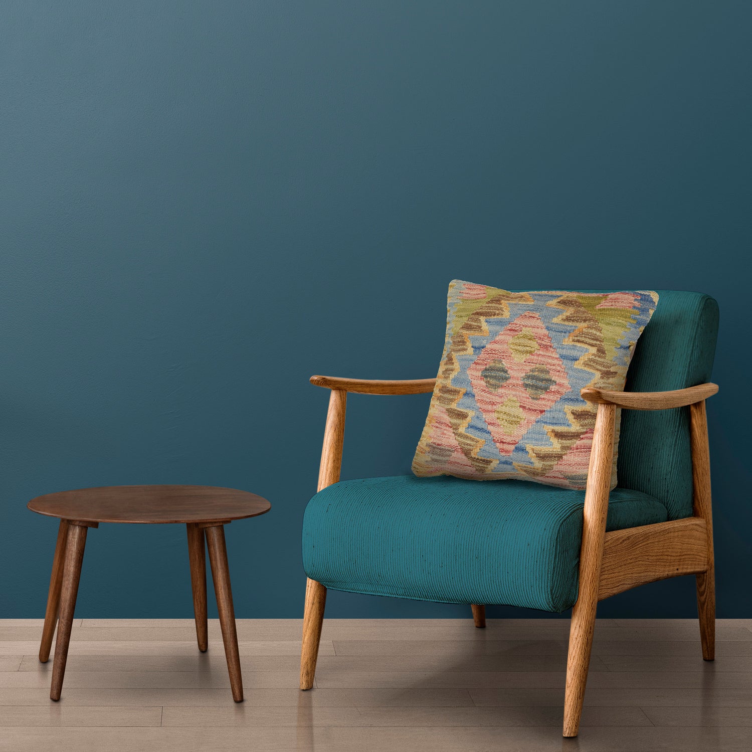 Square Size Kelim Cushion 1' 3" x 1' 3" ft / 39 x 39 cm - No.21173