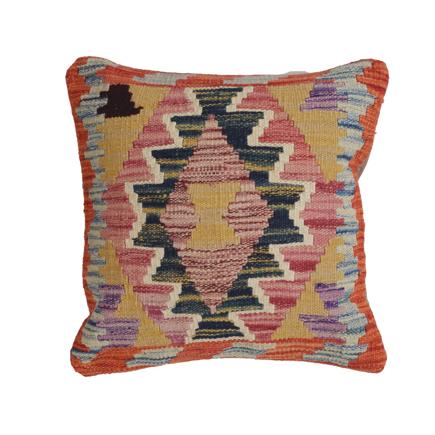 Square Size Kelim Cushion 1' 5" x 1' 5" ft / 44 x 42 cm - No.21181