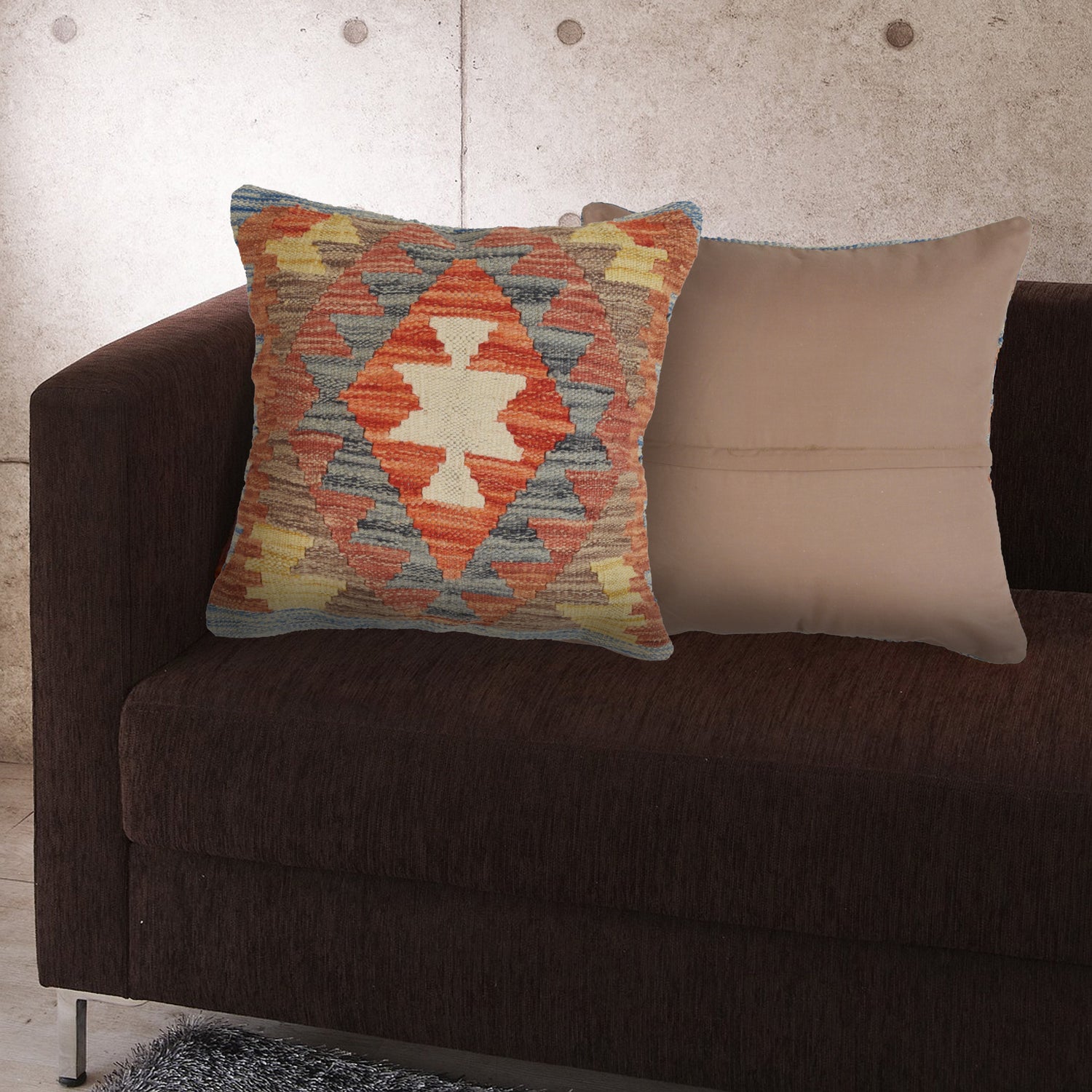Kilim Cushion Covers for Your Home 1' 5" x 1' 5" ft / 44 x 43 cm - No. 21218