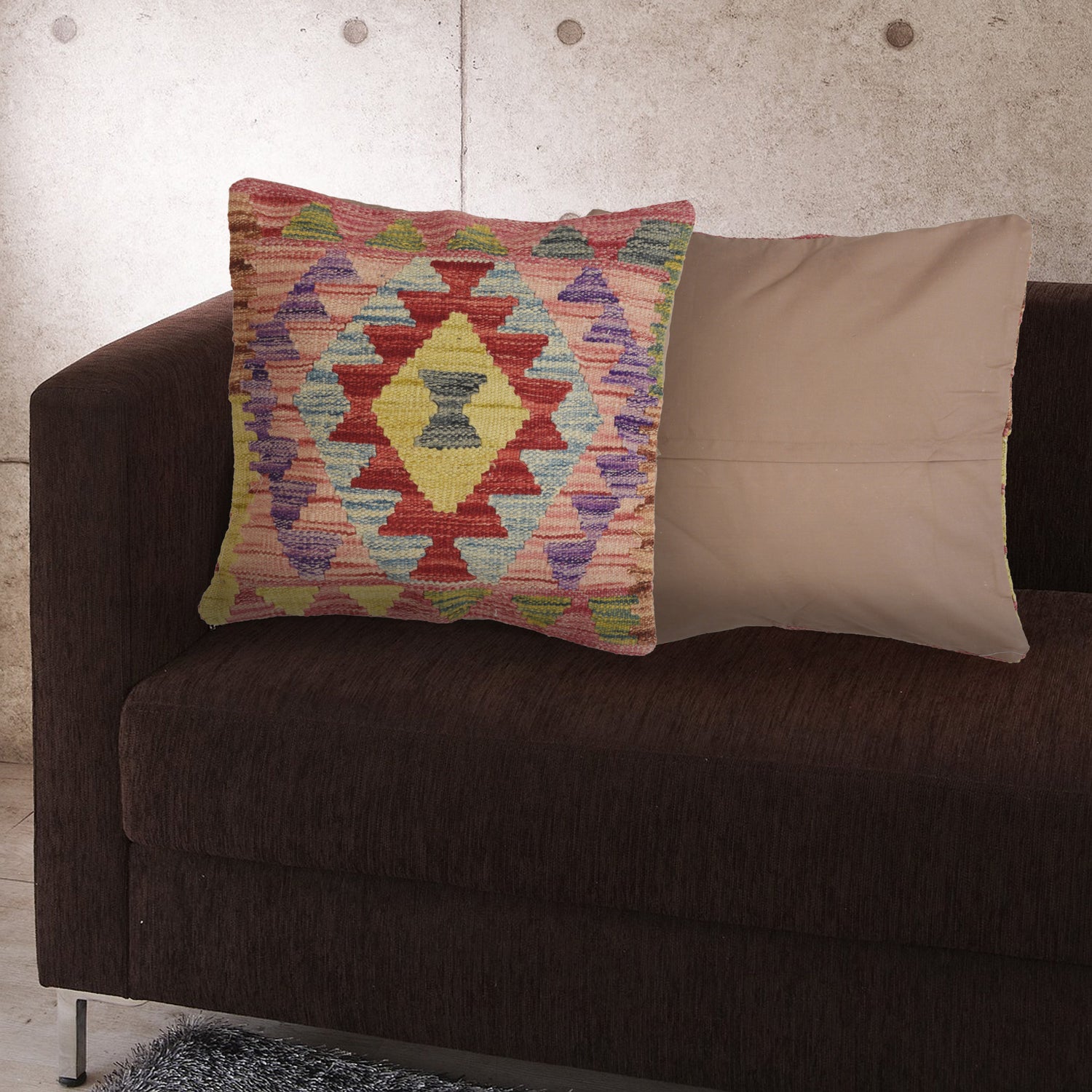 Afghan Kilim Cushion 1' 5" x 1' 5" ft / 44 x 44 cm - No. 21260