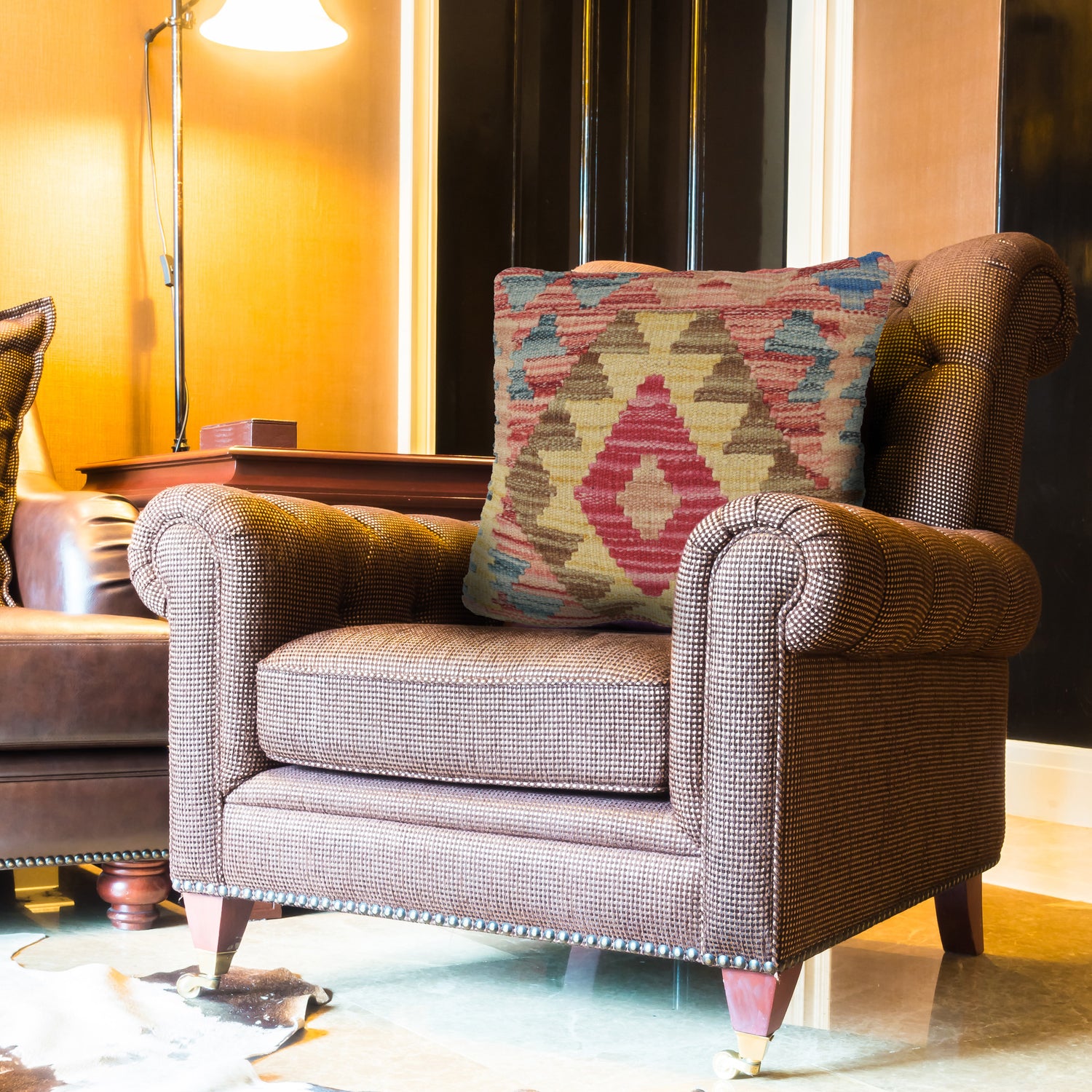 Afghan Kilim Cushion 1' 1" x 1' 2" ft / 34 x 35 cm - No. 21279