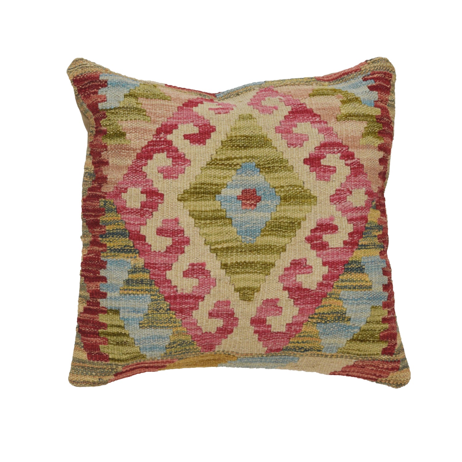 Square Size Kelim Cushion 1' 5" x 1' 5" ft / 44 x 42 cm - No. 22114