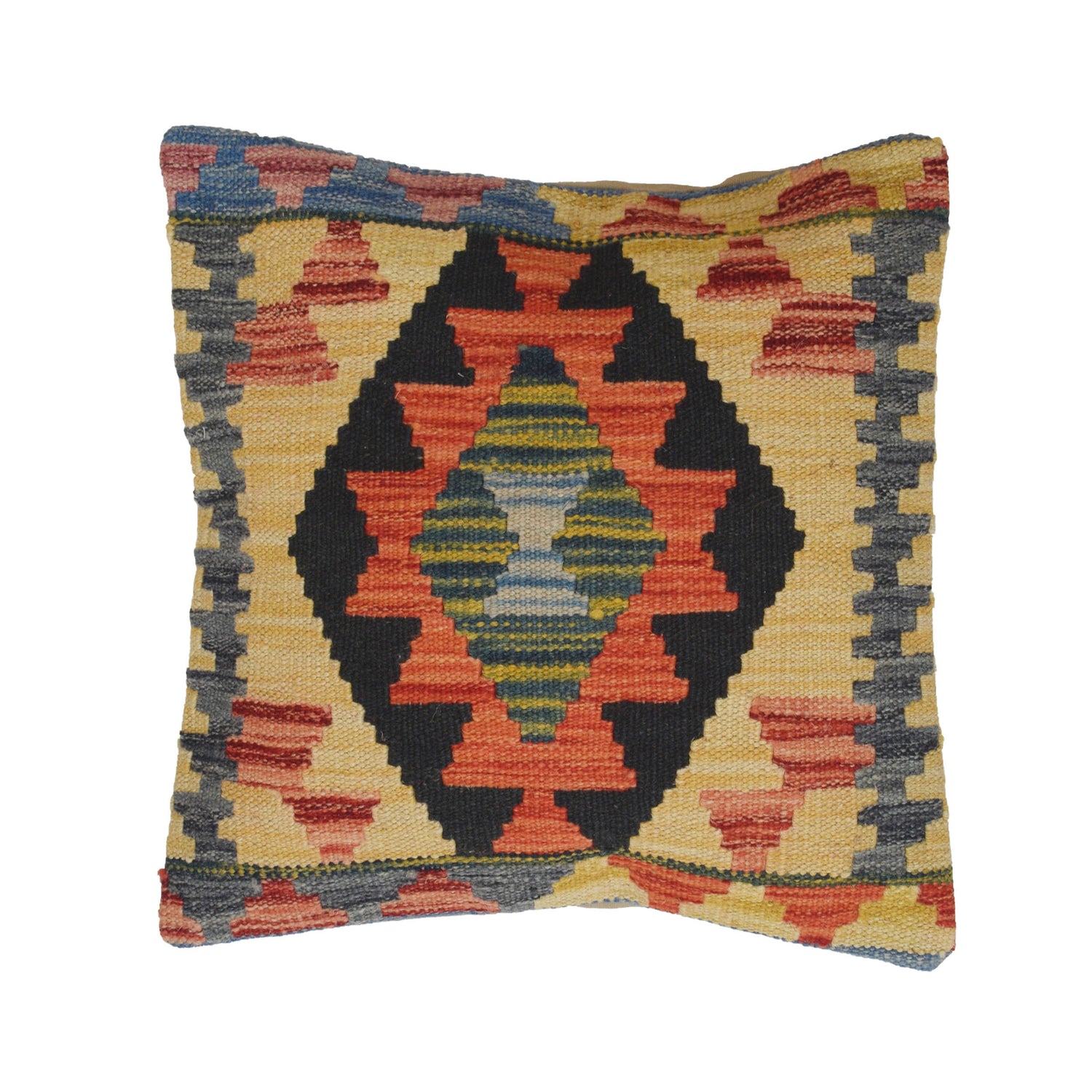 Square Size Kelim Cushion 1' 5" x 1' 5" ft / 42 x 42 cm - No. 22201