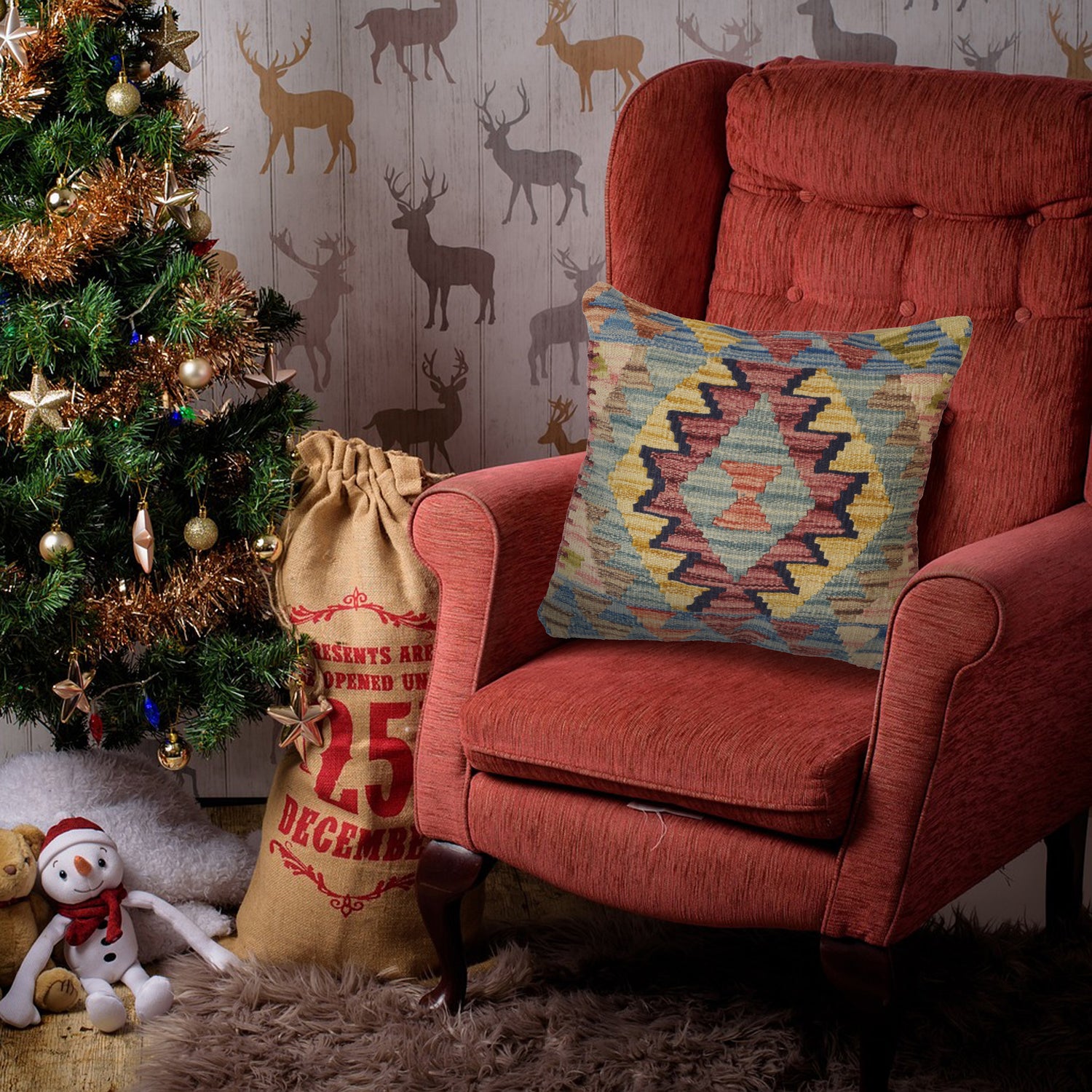 Kilim Cushion Cover 1' 6" x 1' 6" ft / 45 x 45 cm - No. 22222