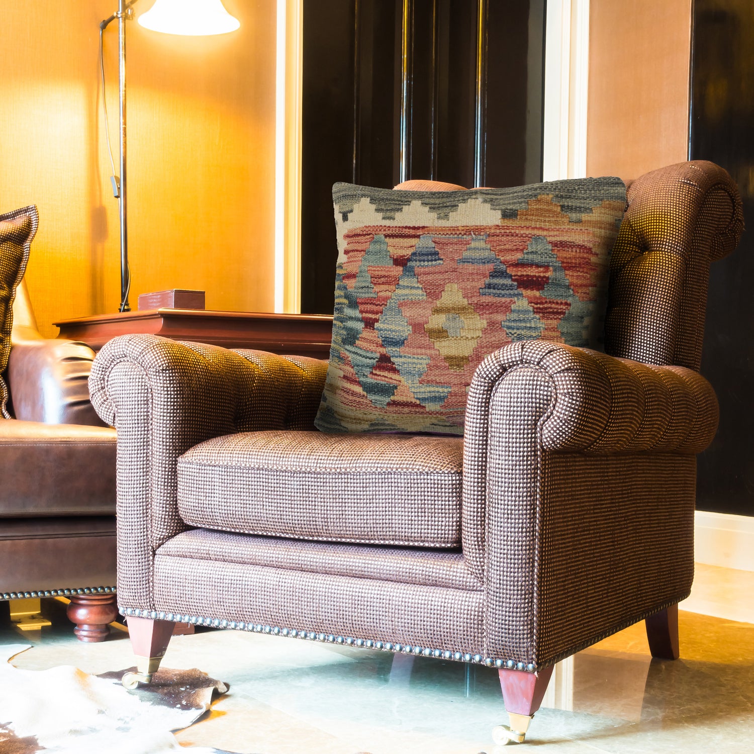 Turkish Design Kilim Cushion 1' 6" x 1' 3" ft / 45 x 37 cm - No. 22384