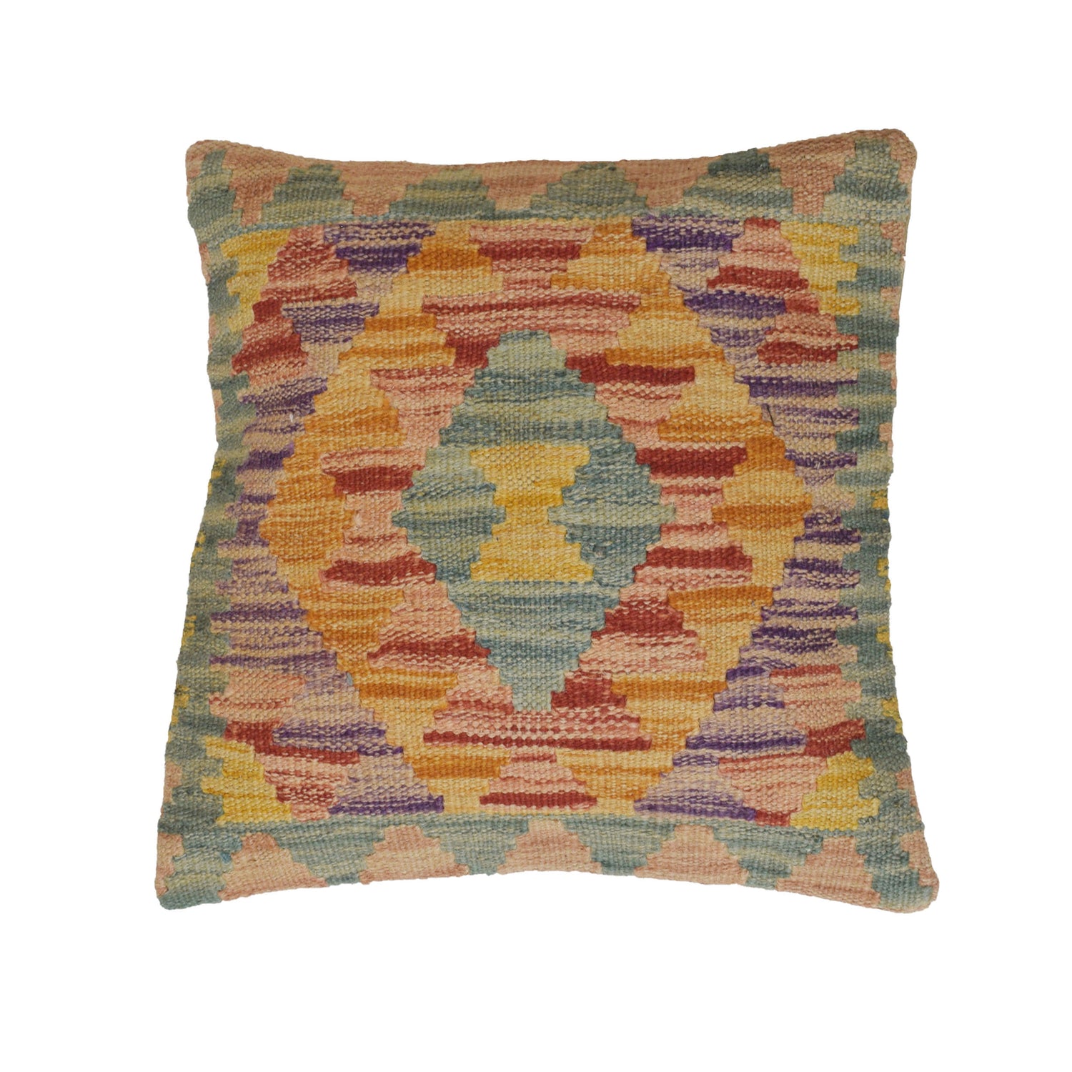 Square Size Kelim Cushion 1' 4" x 1' 3" ft / 40 x 39 cm - No. 22406