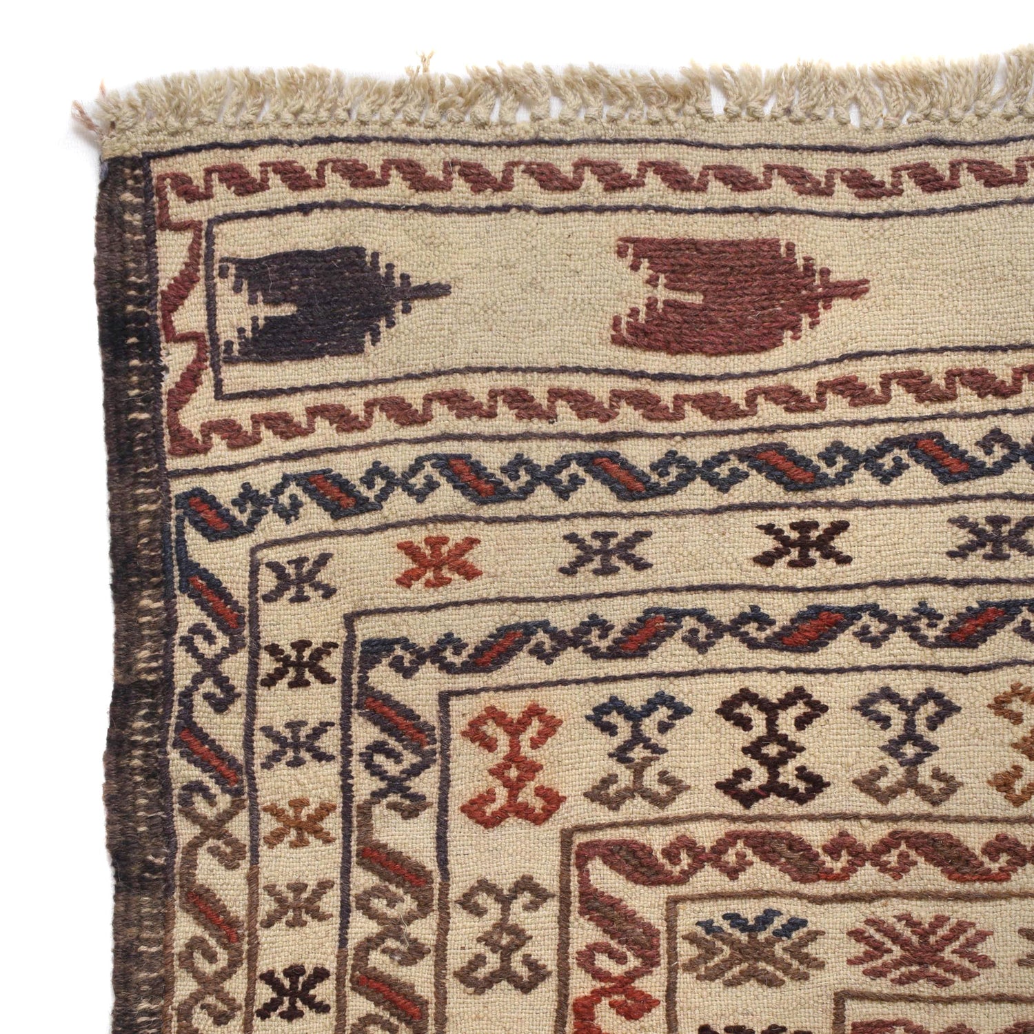 White Flat Weave Kelim 4' 5" x 5' 11" ft / 135 x 180 cm - No. 2356